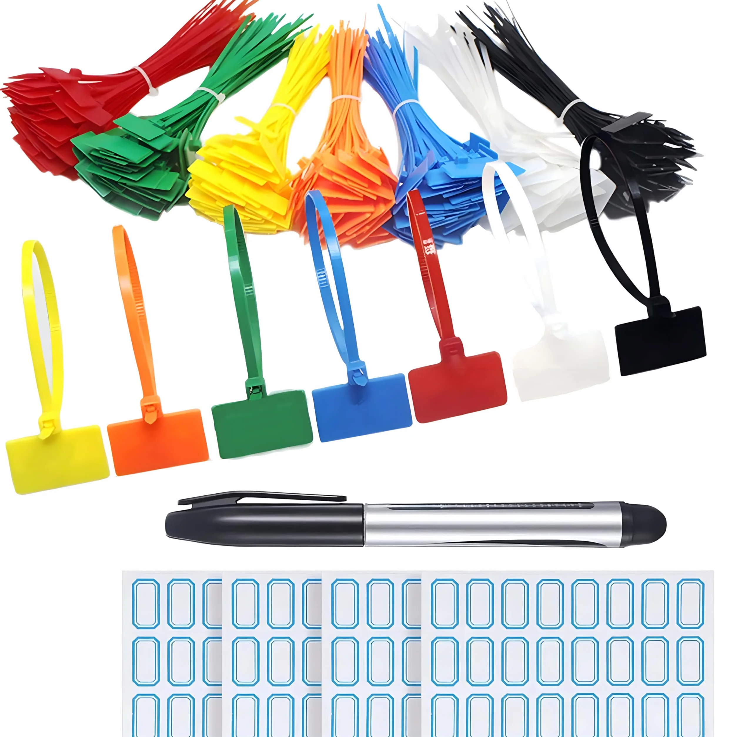 250 sztuk kolorowych opasek kablowych, opaski kablowe elektryk, nylonowe kable kablowe, opaski kablowe do zarządzania kablami ogrodniczymi 3 × 150 mm