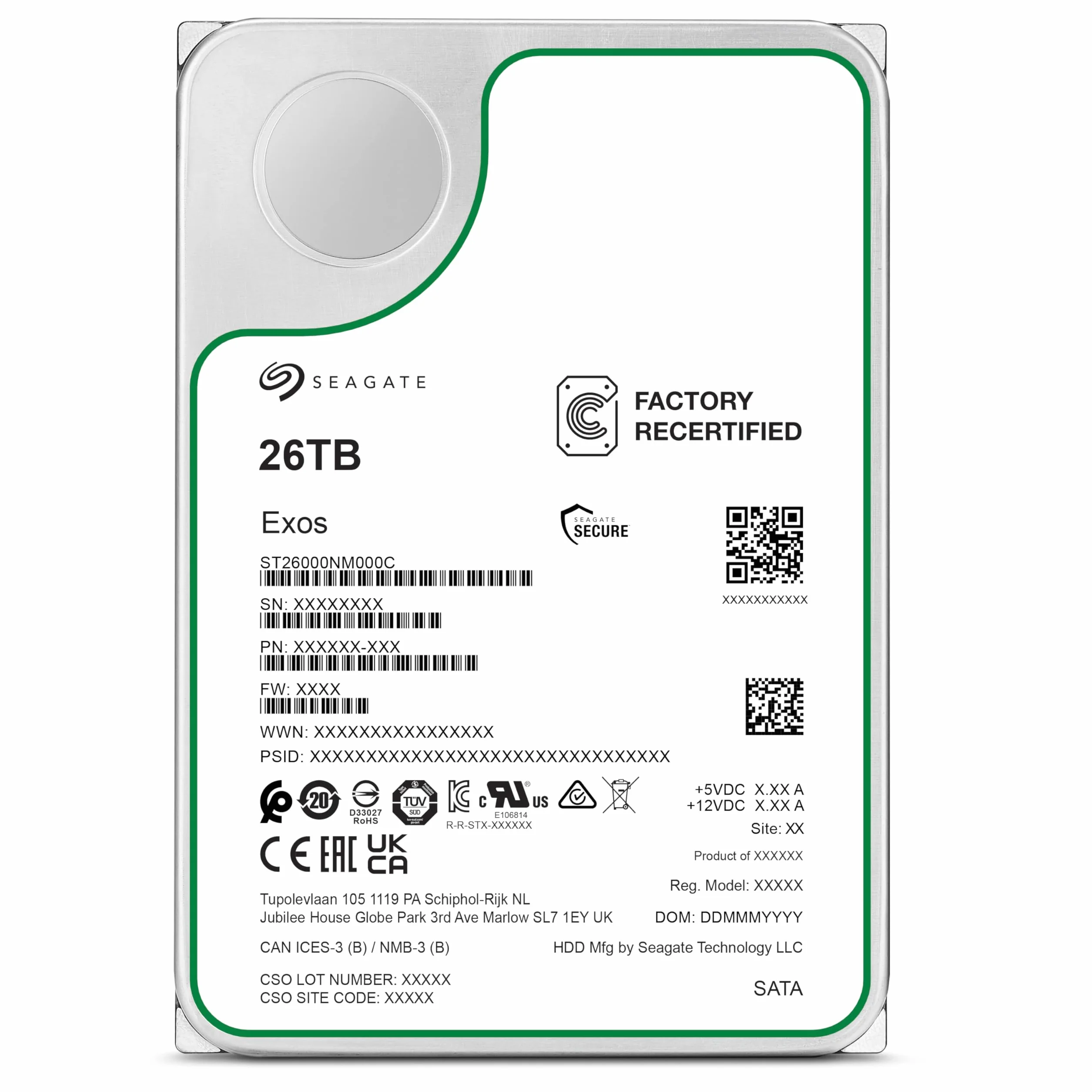 Seagate Exos 26TB HDD SATA3 7200RPM 3,5 cala wewnętrzny dysk twardy do serwera ST26000NM000C