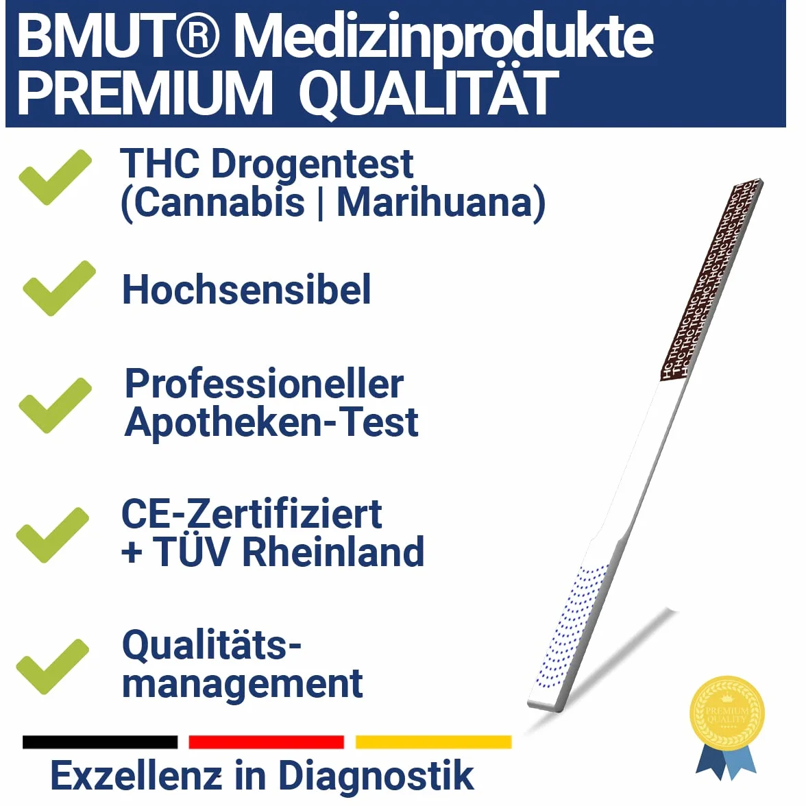 15 x THC test narkotykowy 20 ng/mL – marihuana – haszysz, test moczu THC, paski testowe, wysoka czułość, szybki test na lek (jakość apteczna)