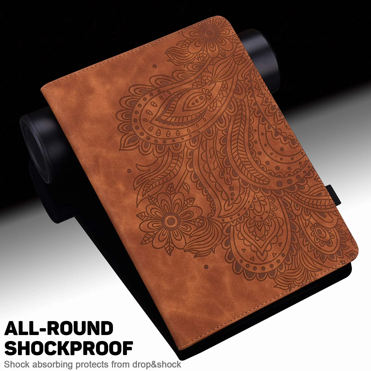Etui do Samsung Galaxy Tab A9 Plus 2023, etui ochronne ze rysikiem i uchwytem na długopis, SM-X210/X215/X216/X218, ultra cienkie, z klapką ze skóry PU, etui do Samsung Tab A9 Plus (brązowe)