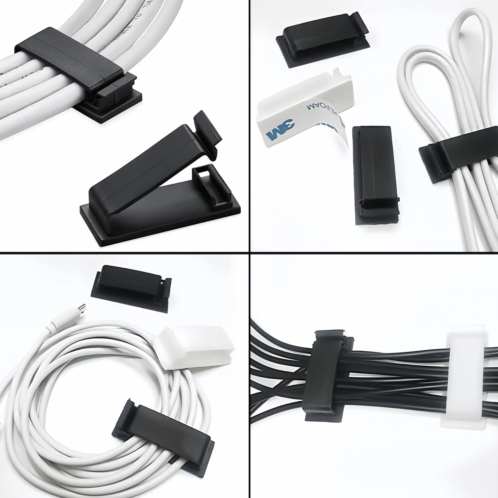 50 sztuk samoprzylepne kablemane do organizacji przewodów, 22mm/0,86 cala, czarne, trwałe organizatory przewodów do TV, PC, laptopa, Ethernetu, stacjonarnego komputera, domu i biura