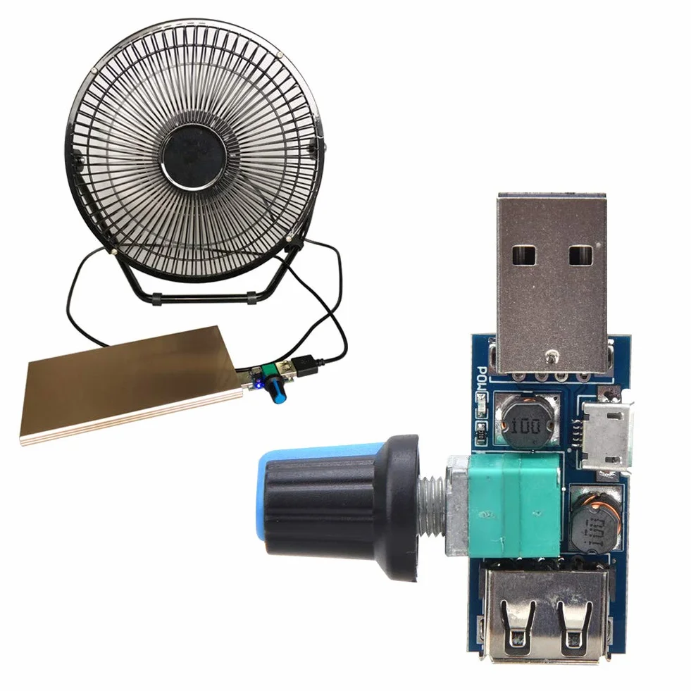 Regulator Prędkości Wentylatora USB DC 4-12V 5W Aluminium Bezstopniowy