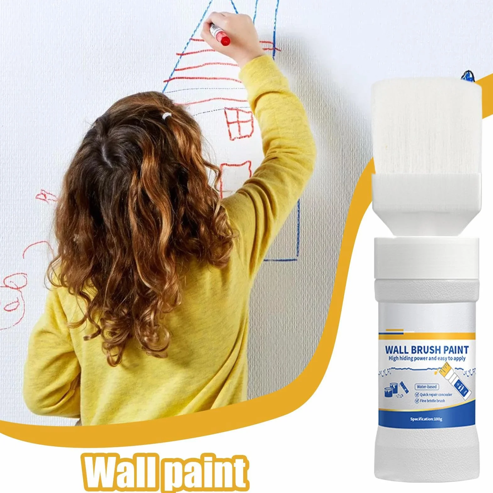 Wall Repair Paste, Safe Wall Touchup Paint, White Ceiling Paint, Wall Touchup Kit, Wall Stain Remover Paint, Paint With Brush For Walls, Home Wall Repair Kit, 180g Wall Repair Paste