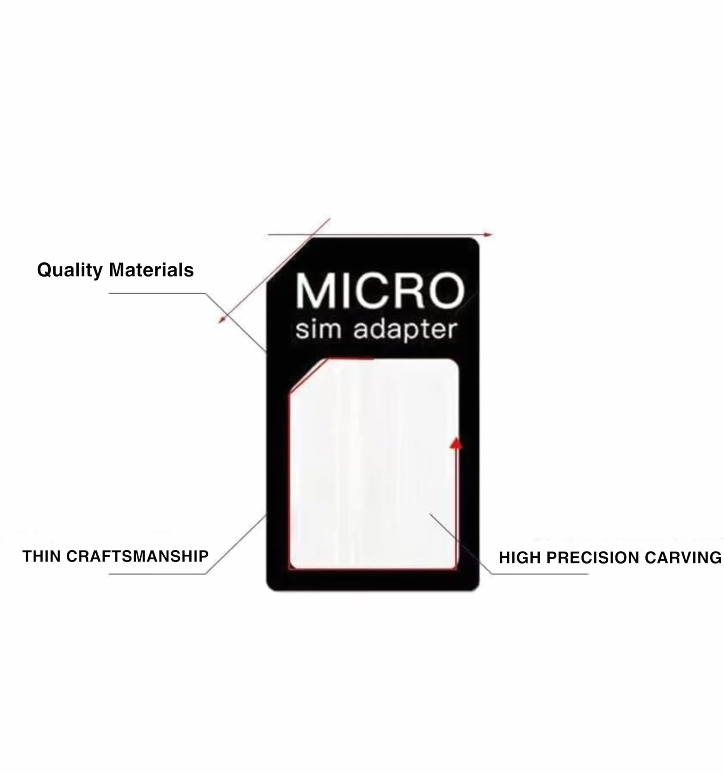 1X Kit Adapter do kart SIM 4 w 1, czarny | Nano SIM do Micro SIM, Nano SIM do SIM, Micro SIM do SIM, klips do wyjmowania | Zestaw do smartfonów Sim Adapter