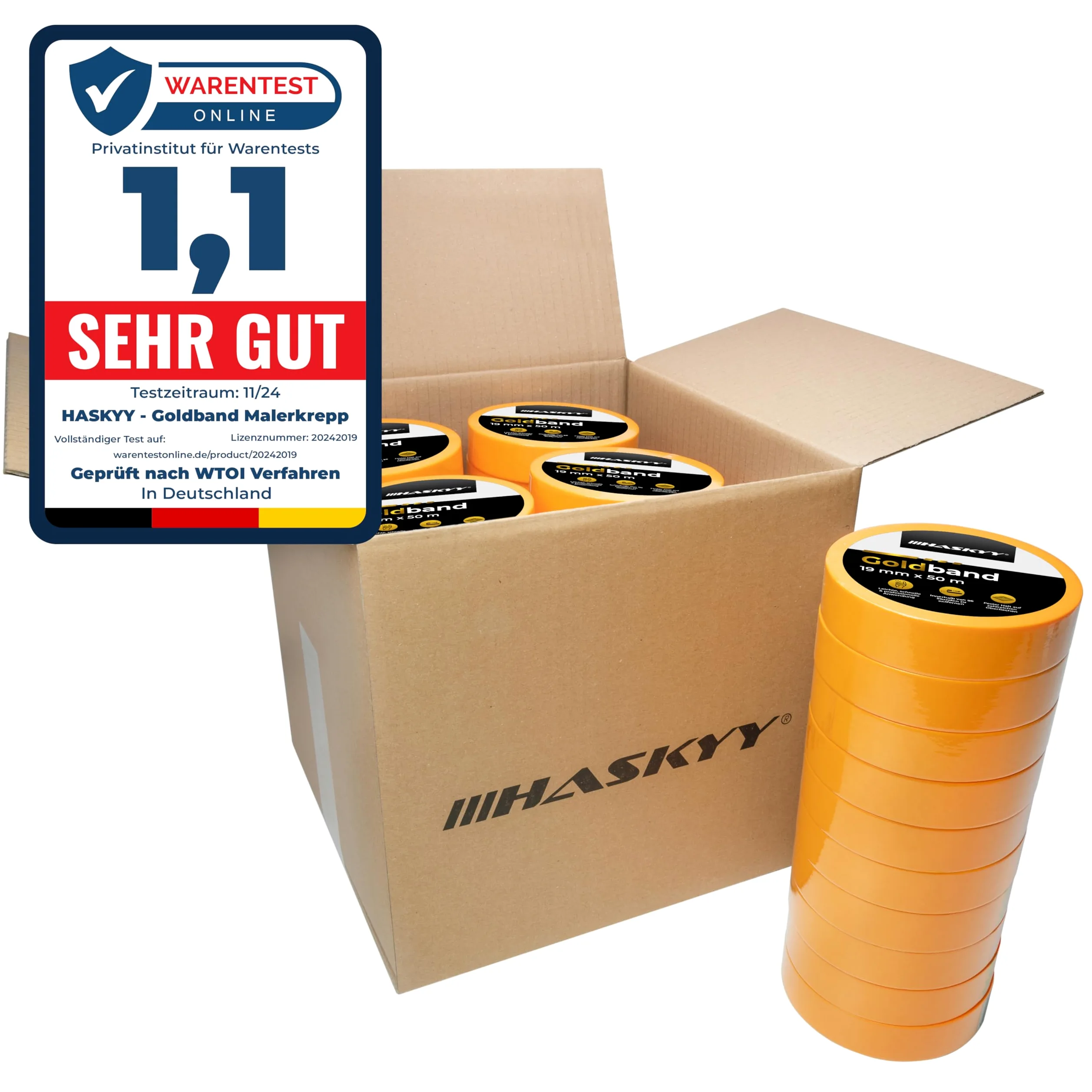 HASKYY Taśma malarska 50x taśma maskująca 25mm x 50m Taśma klejąca Taśma washi Samoprzylepna taśma klejąca do malowania, lakierowania, renowacji