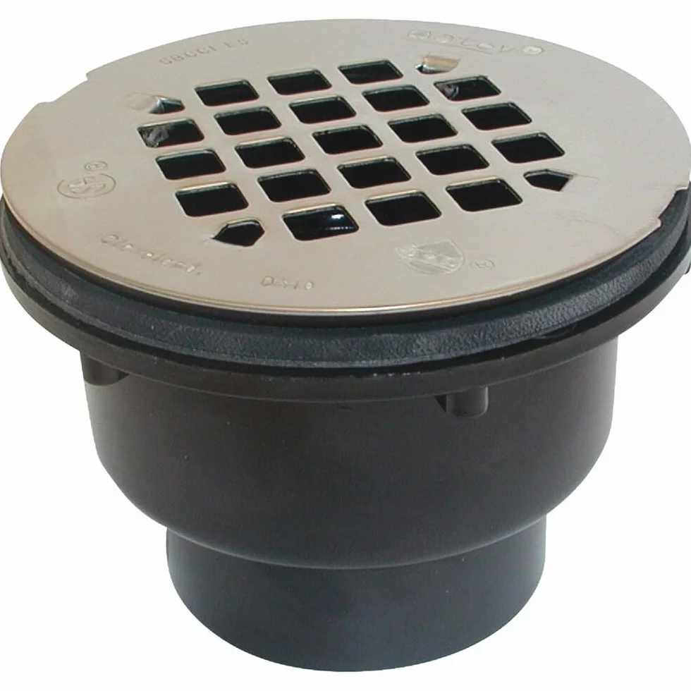Oatey 42044 5 cm. Czarny odpływ prysznicowy z rozpuszczalnikiem ABS z sitkiem ze stali nierdzewnej, 5 cm