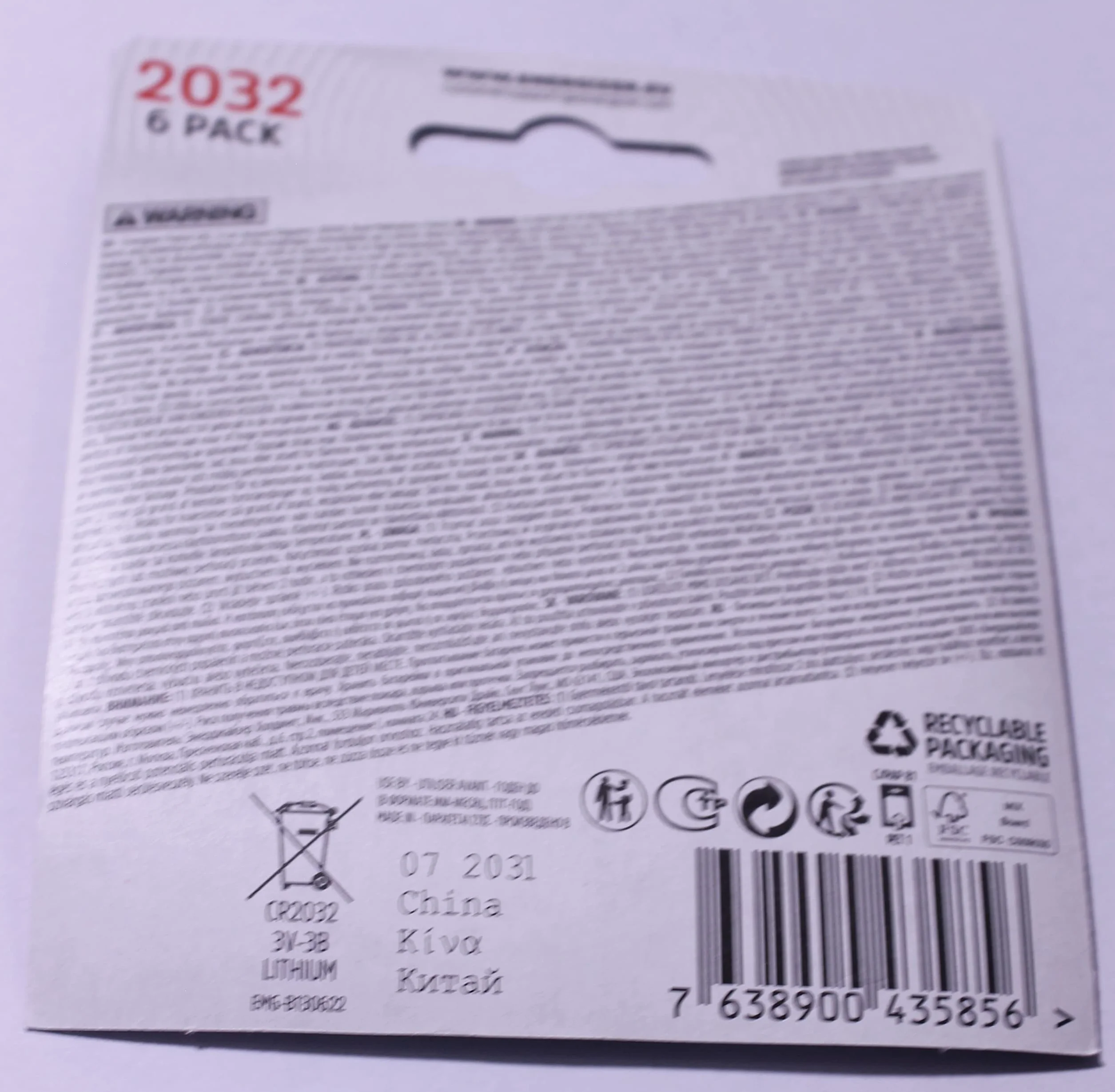 CR2032 6BL ENERGIZER baterie ECR2032