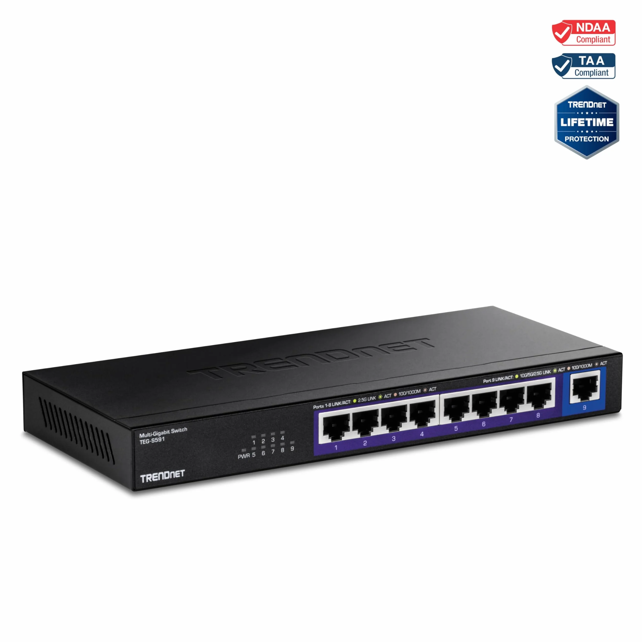 TRENDnet TEG-S591 9-portowy przełącznik Multi-Gig 2,5G RJ-45 10G 60 Gb/s czarny