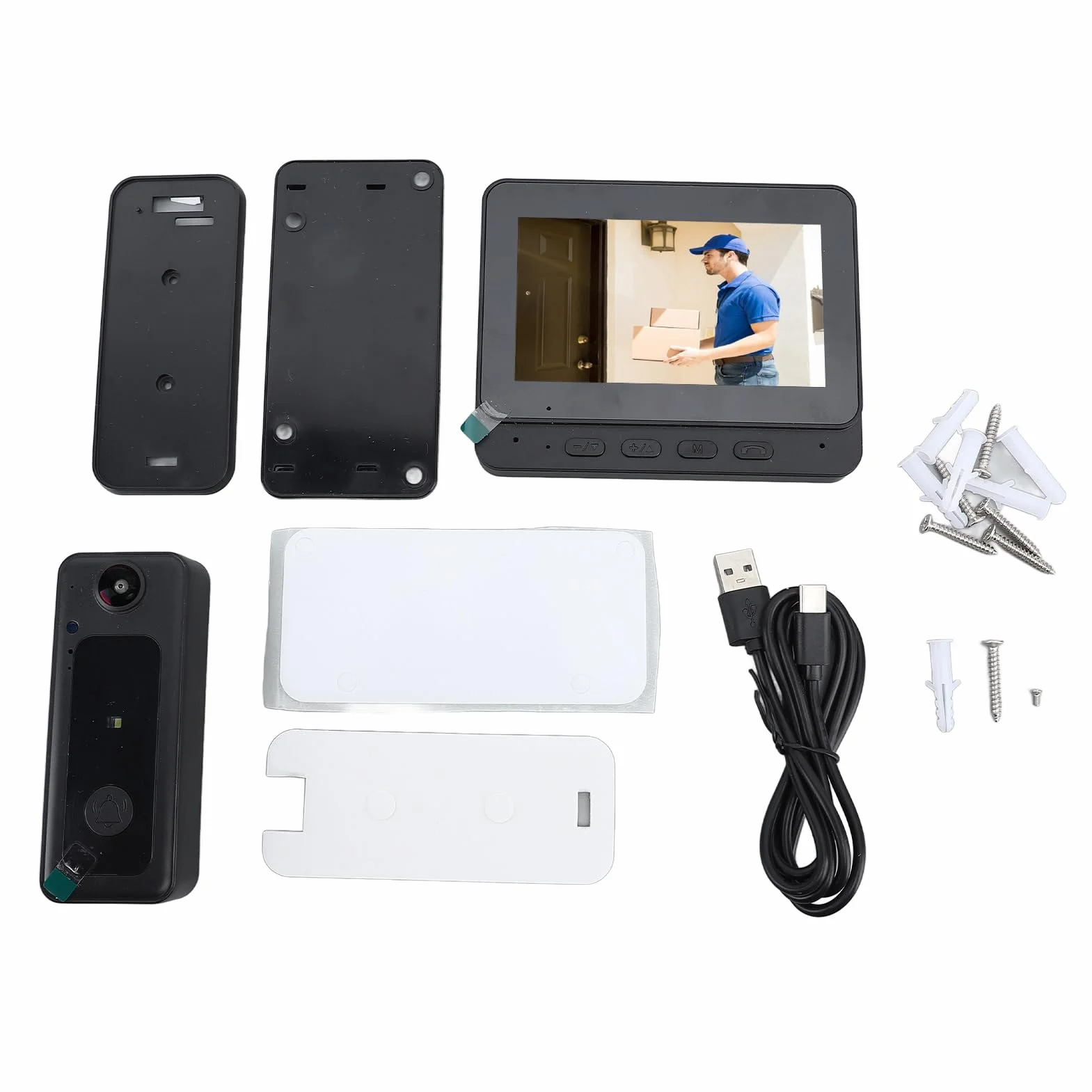 Bezprzewodowa Kamera Dzwonkowa, Inteligentny Dzwonek Wideo WiFi 8 MP z Monitorem, System Wideodomofonu WiFi, Noktowizor, Zdalne Połączenia Wideo