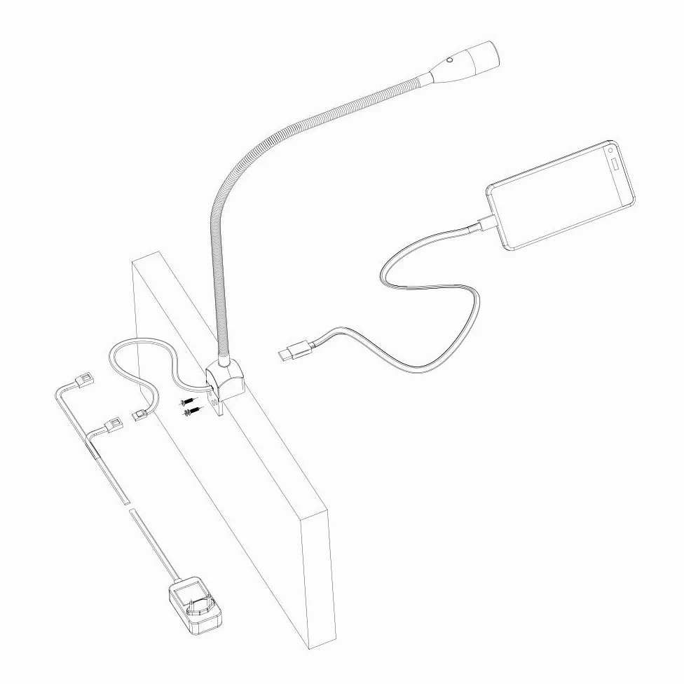 kalb Material für Möbel Elastyczna lampka do czytania LED/lampka do czytania LED ze zintegrowaną funkcją ładowania USB, anodowane aluminium / srebrnoszare (1 lub 2 sztuki w zestawie anodowane