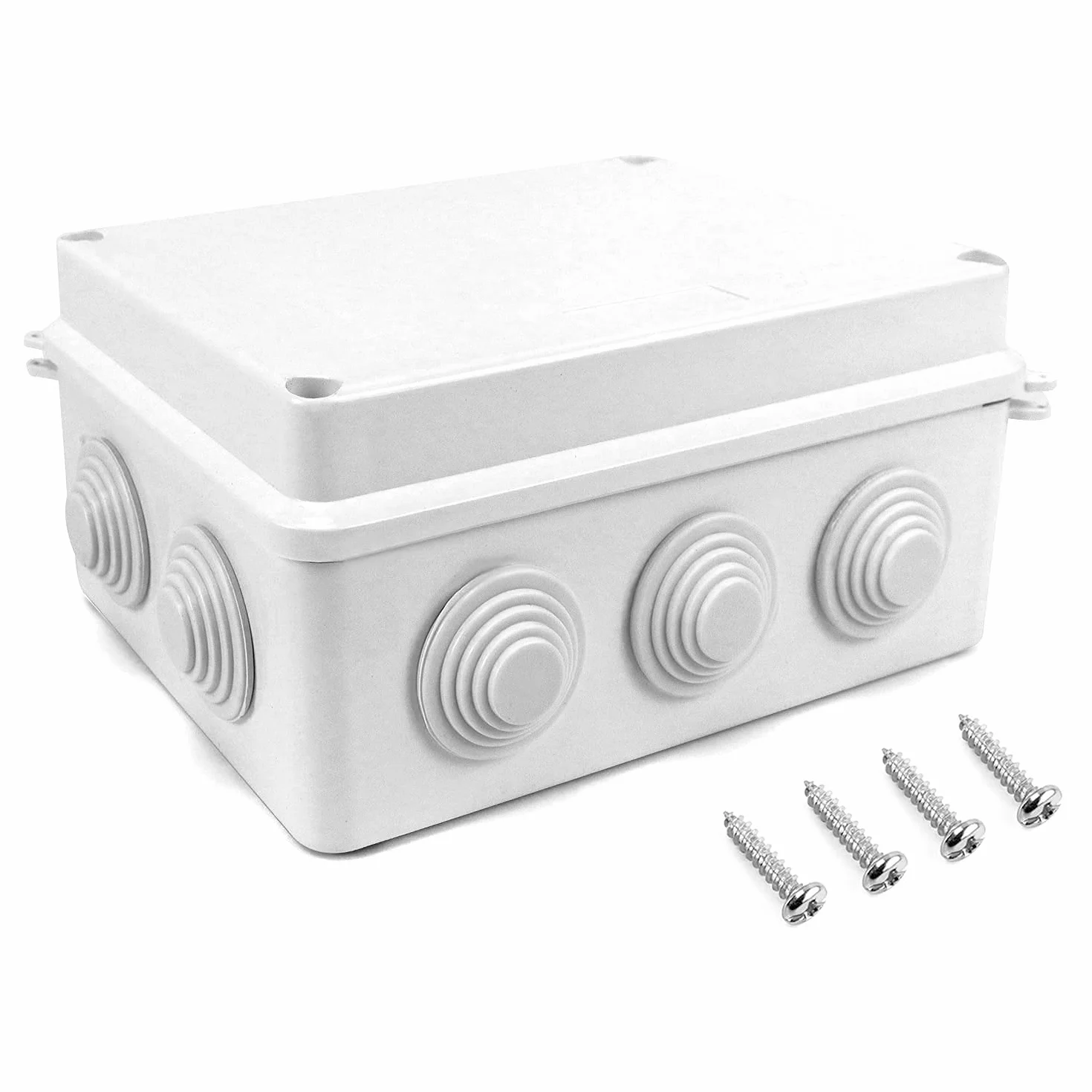 QWORK® Puszka przyłączeniowa natynkowa, puszka przyłączeniowa, wodoodporna, pyłoszczelna, IP65, tworzywo ABS, uniwersalna obudowa projektu elektrycznego, biała, 150 x 110 x 70 mm