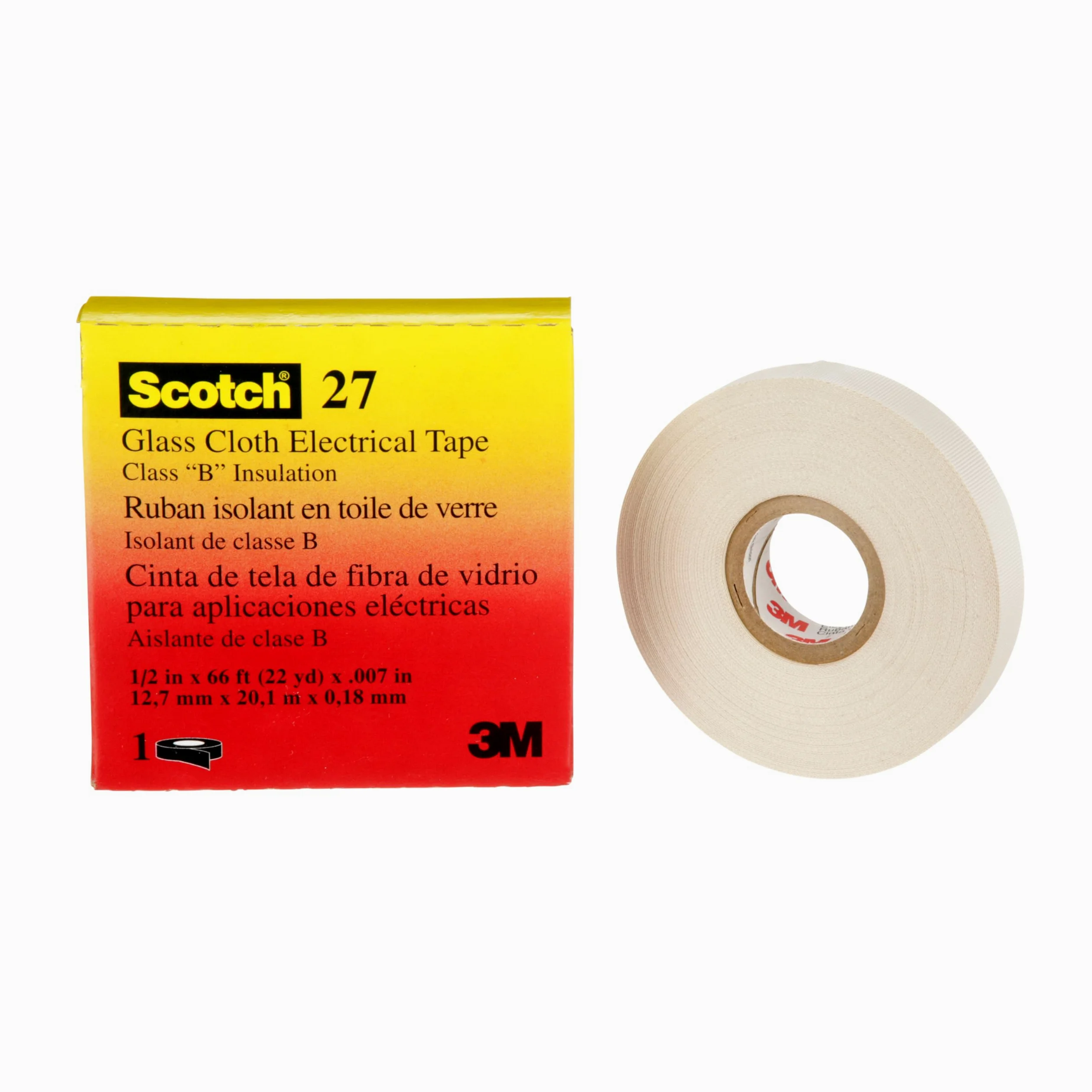 3M 27-1/5.1 cm X66 szklana tkanina taśma elektryczna 27, 1/5.1 cm x 66 FT.50 cala stopa,