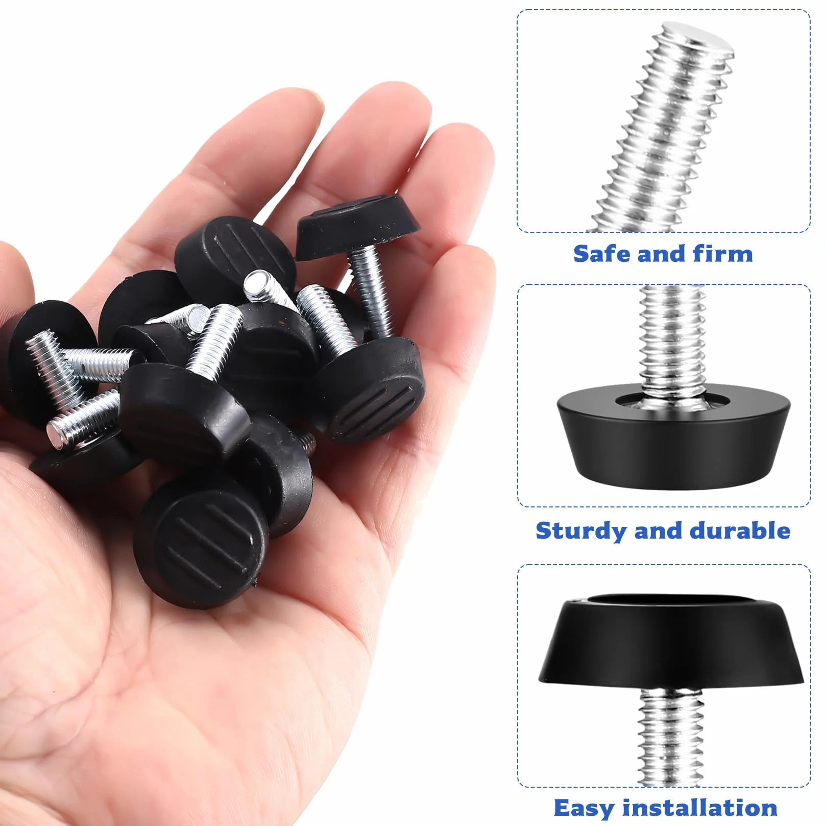 40 szt. Regulowane nóżki do mebli, śruby z gwintowaniem M6, nóżki stołowe o regulowanej wysokości M6x20 mm, nóżki do biurka, szafki, stołu, krzesła, łóżka, ochraniacze podłogowe