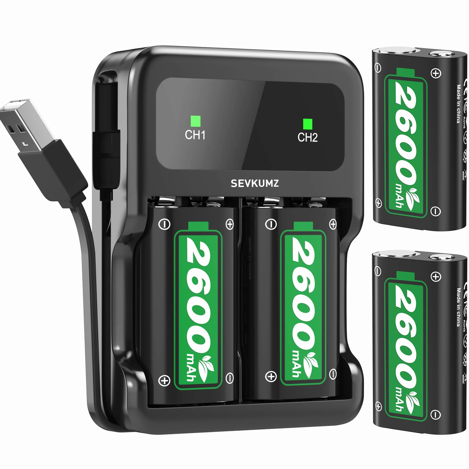 Zestaw akumulatorów 2600 mAh do Xbox One z szybką ładowarką