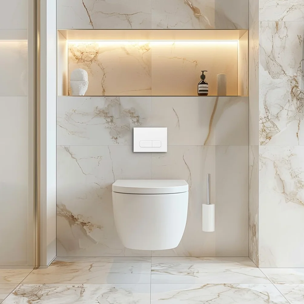 Przycisk Spłukujący Biały Matowy – Kompatybilny z Geberit Duofix Sigma/Delta/Basic – Podwójne Spłukiwanie – Wunderbad