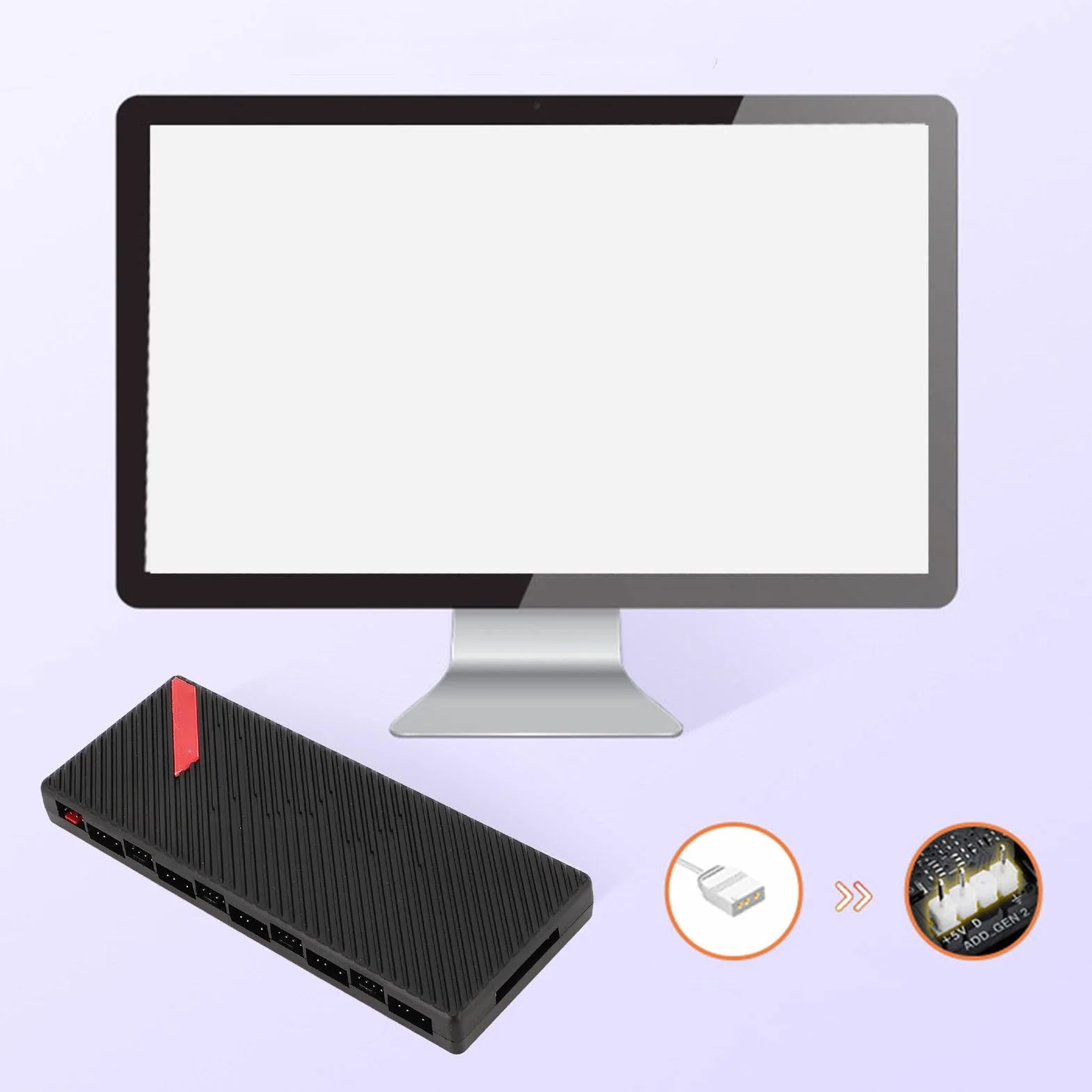LICAEVEY 10-portowy Kontroler Piasty z Wentylatorem PWM ARGB do PC-podstawa Magnetyczna SATA Zasilany 5V 3-pinowy Hub RGB Obsługuje 10 Wentylatorów Obudowy z synchronizacją Oświetlenia