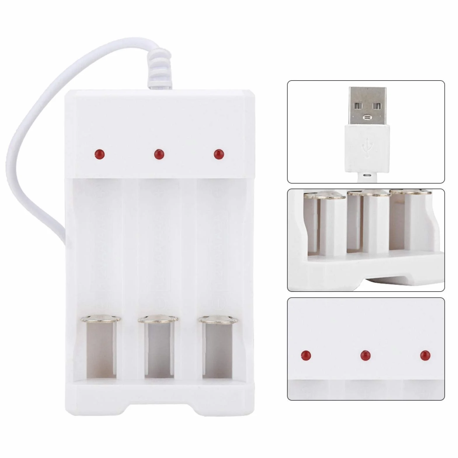 Naroote Ładowarka USB do akumulatora, ABS, z trwałym złączem USB lub przenośną baterią AA AAA do ładowania powerbanku