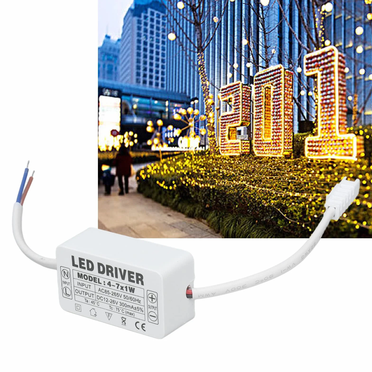 Pissente Zasilacz LED Driver Transformator 4-7X1W 300mA Stały Prąd AC85-265V Wejście DC12-26V Wyjście z Najwyższej Jakości Przewodami do Oświetlenia LED DIY