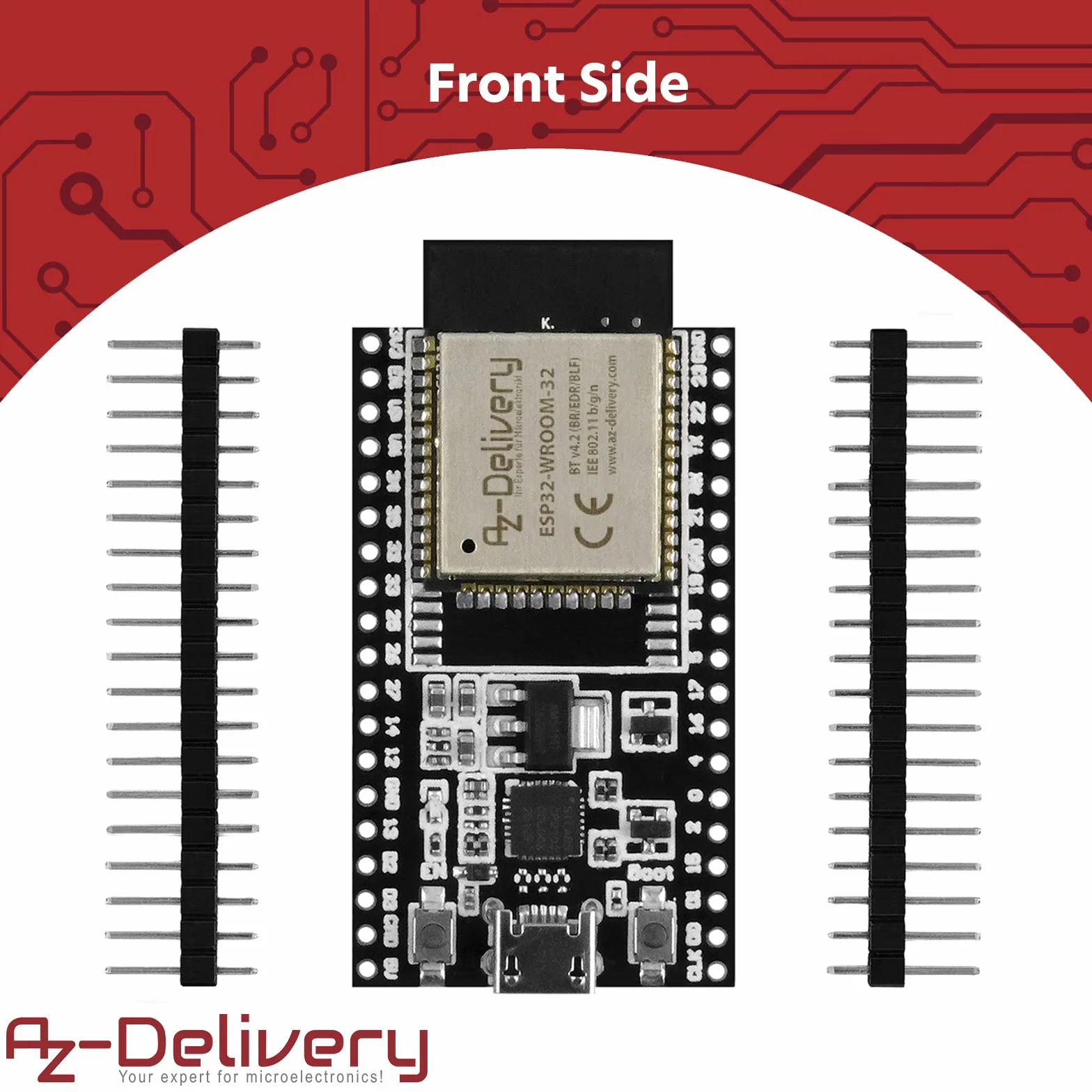 AZDelivery ESP32 Dev Kit C V4 NodeMCU WLAN/WiFi Development Board bez lutowania kompatybilny z Arduino w tym E-Book! (Następca modułu ESP32 Dev Kit C)