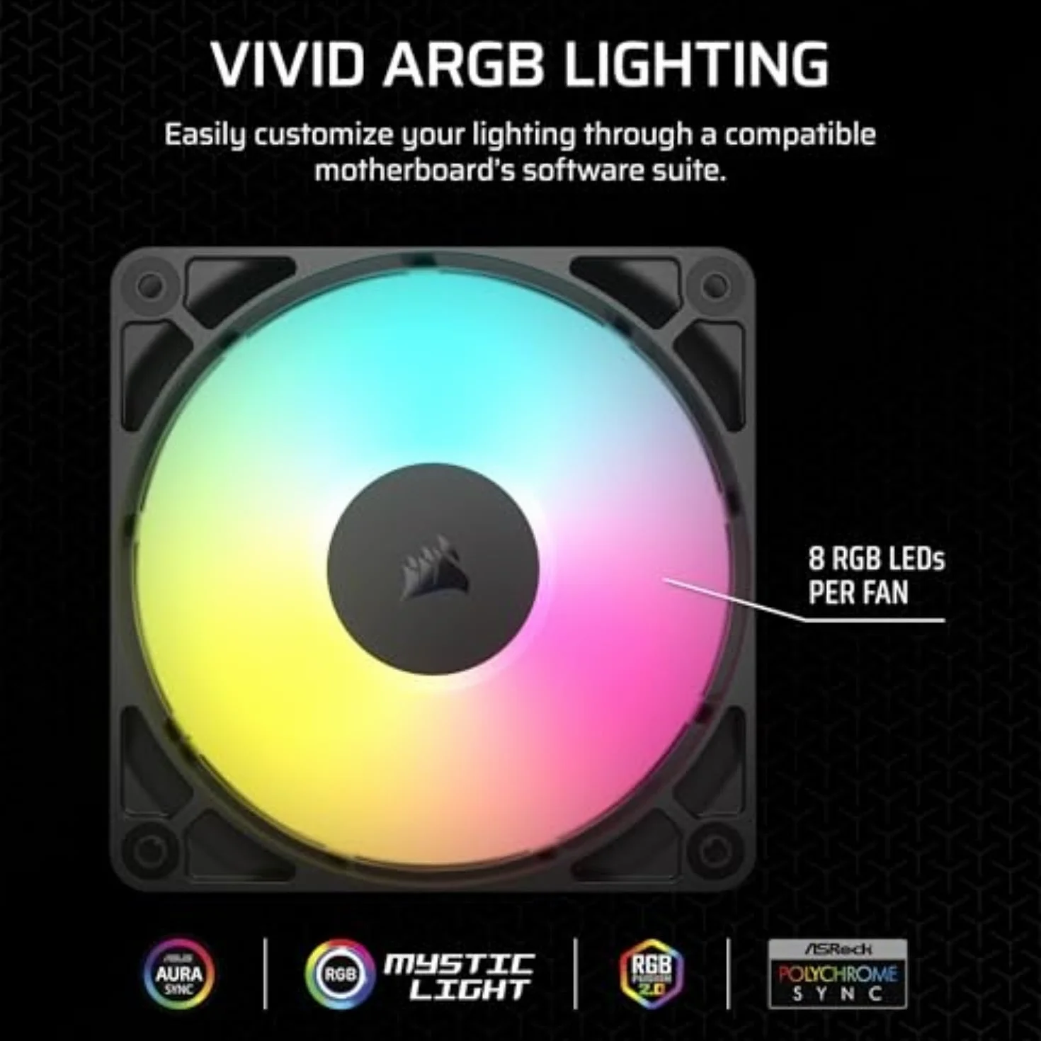 CORSAIR RS120 ARGB 120 mm PWM Wentylatory – Połączenie Daisy-Chain – Niski Poziom Hałasu – Łożysko Magnetyczne – Pakiet Potrójny – Czarny