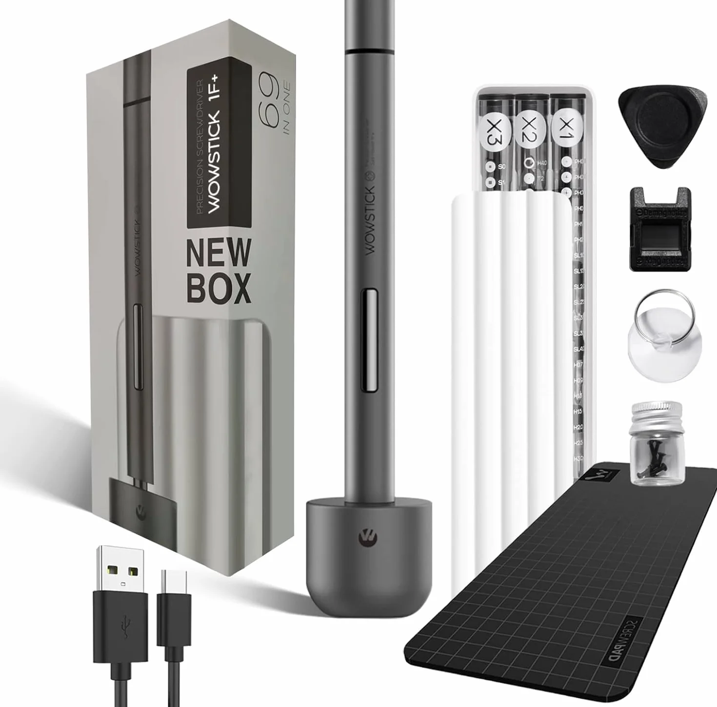 Wowstick 1F Pro 69 w 1 wkrętarka akumulatorowa, podwójny tryb ładowarki litowo-jonowej, śrubokręt LED