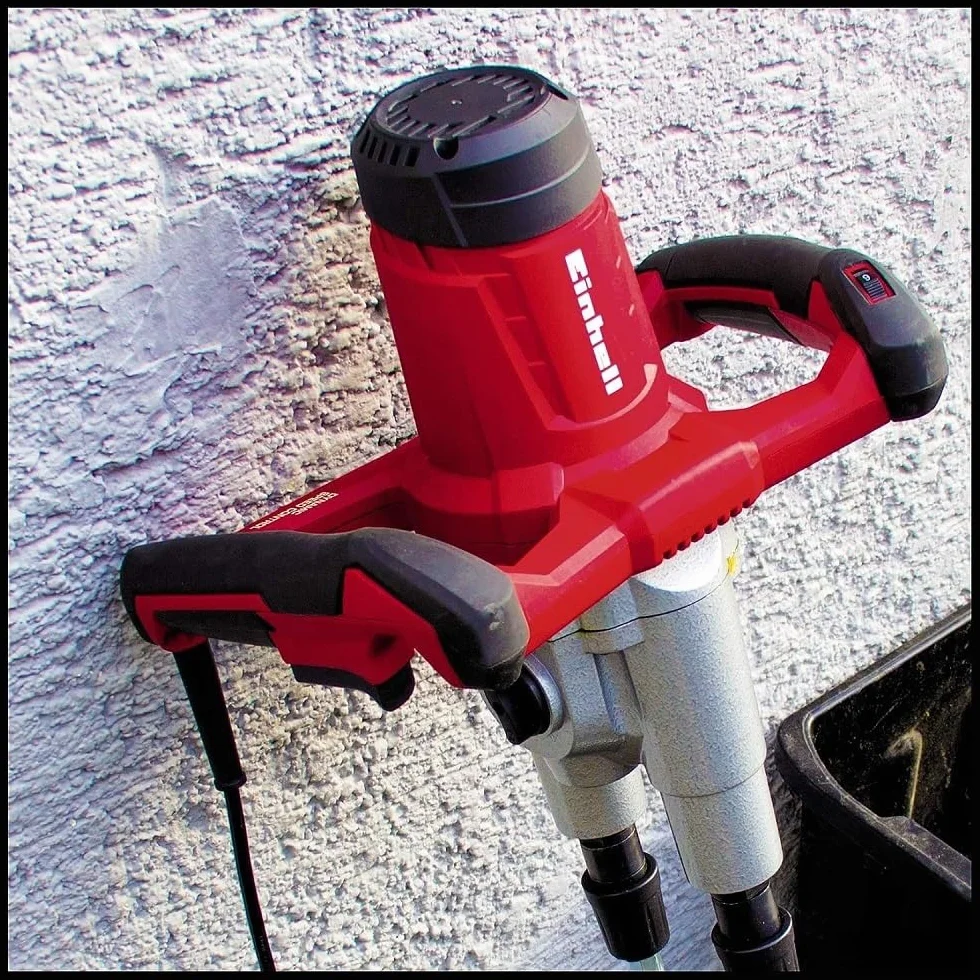 Einhell Mieszadło do zaprawy kolorowej TE-MX 1600-2 CE Twin (1600 W, 2-biegowa przekładnia, mieszadło przeciwbieżne, dynamiczna regulacja prędkości obrotowej, mieszadło sześciokątne, w zestawie 2