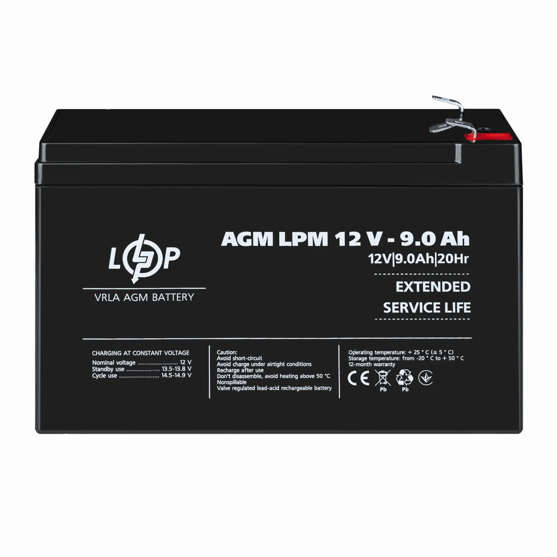 Akumulator LP AGM LPM 12V 9 Ah VRLA ołowiowy żelowy odporny na cykle do UPS fotowoltaiki
