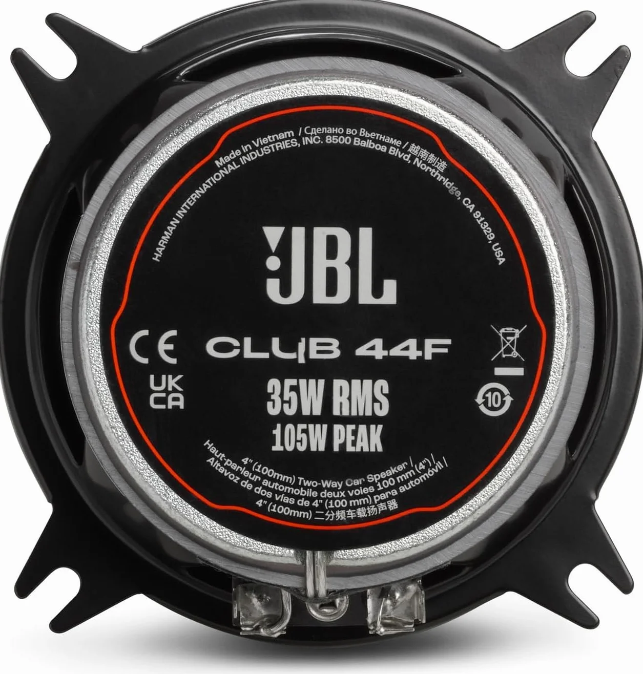 JBL Club 44F Gen 3 – 100 mm zestaw głośników samochodowych firmy Harman Kardon do doskonałych głośników samochodowych – 35 W RMS 105 W Max, wysoka czułość, intensywne basy i imponujące pasmo wysokiej