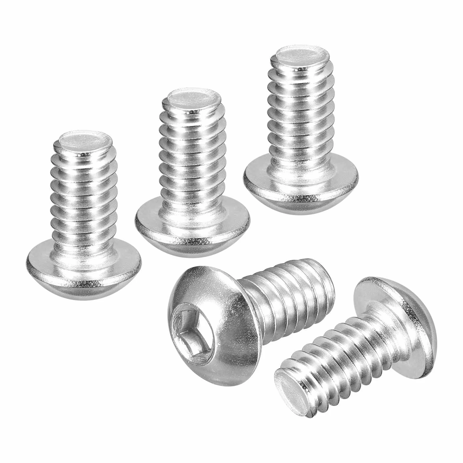 DTGN Śruby z łbem guzikowym 1/4"-20 x 1/2" – 10 sztuk – nadają się do rowerów wyścigowych, górskich, samochodów, motocykli – stal nierdzewna 304, biała anodowana, napęd z gniazdem sześciokątnym
