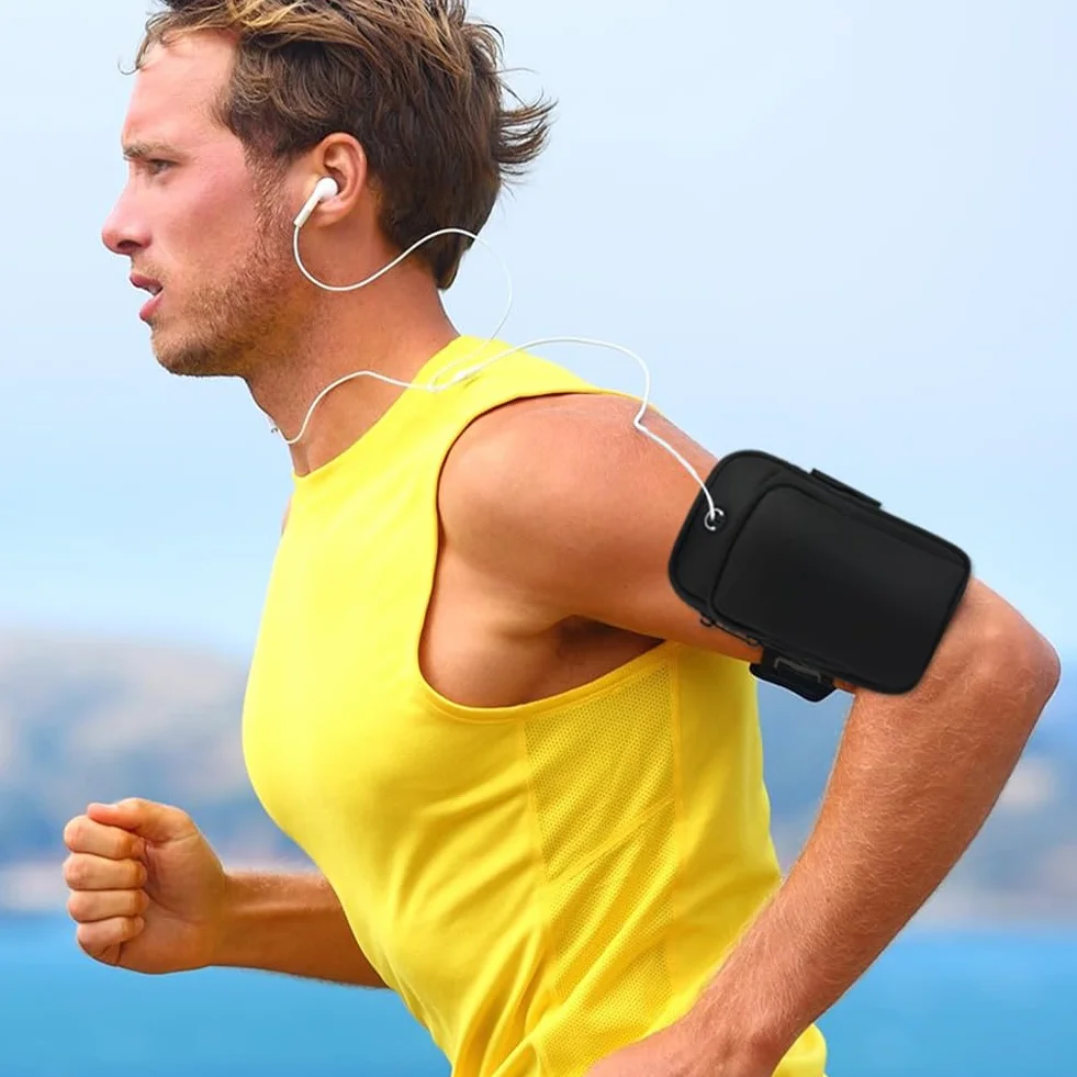 Flintronic Opaska na ramię regulowana sportowa torba na ramię uchwyt na telefon kompatybilna iPhone 13/12/11 Samsung Galaxy Huawei do 6,1 cala