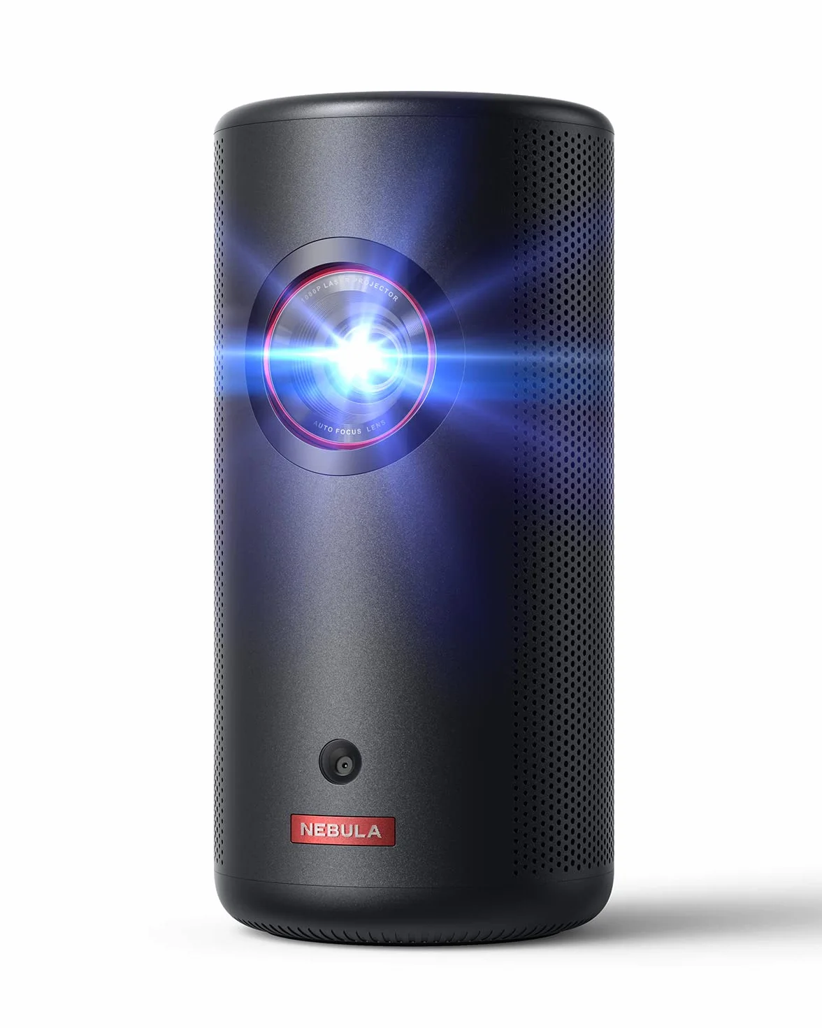 Projektor laserowy NEBULA Capsule 3 GTV(odnowiona), 300 lumenów ANSI, mini projektor Smart TV 1080p z Wi-Fi, mobilny do użytku na zewnątrz, Dolby Digital, projektor laserowy, autofokus, obraz 120 cali