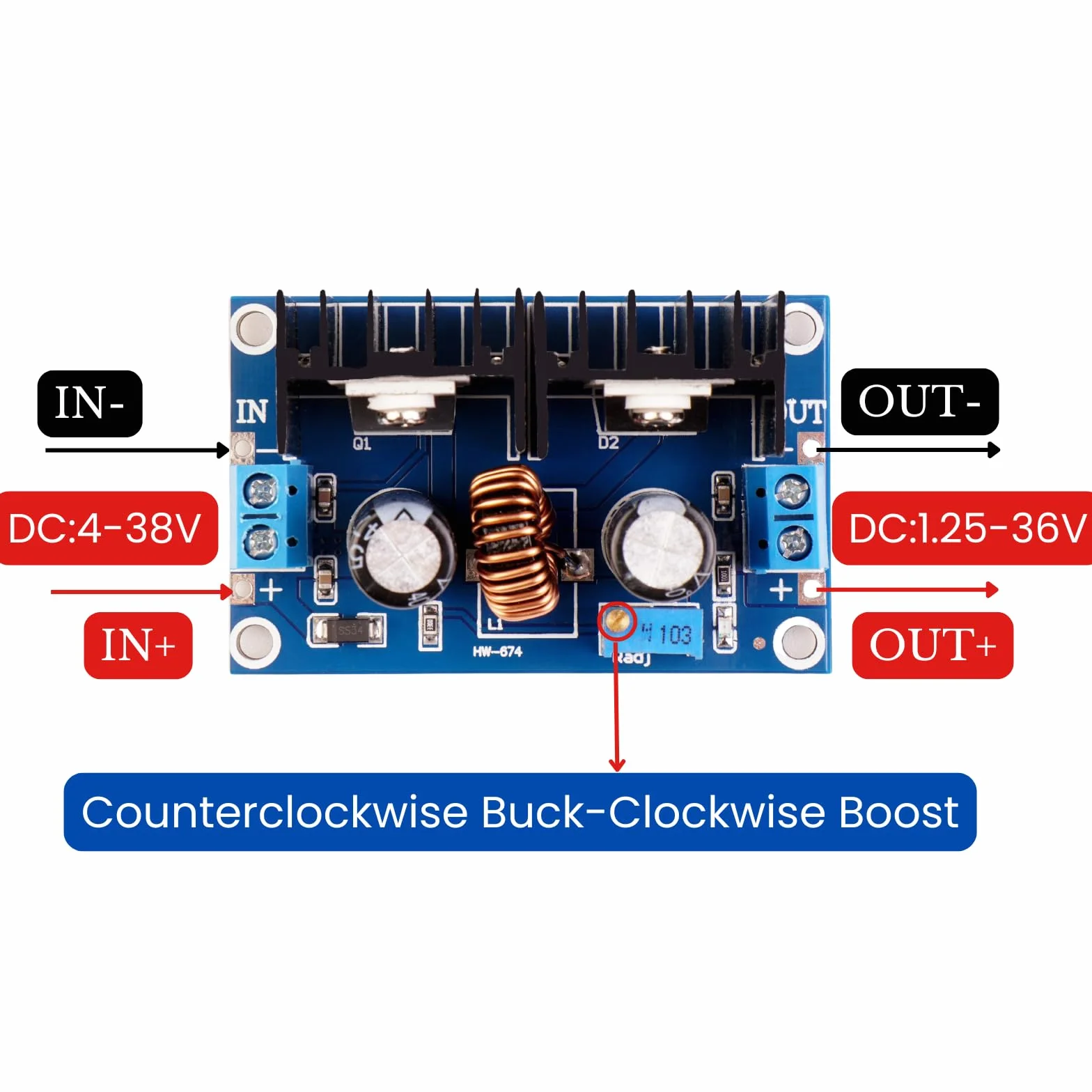 DC-DC Step Down Buck Converter 5V 9V 12V 24V 8A Regulator Napięcia Power Supply Module