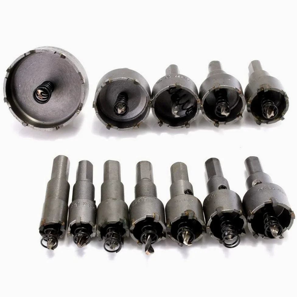 VIDOO 12szt 15mm-50mm Otwornice do Metalu i Drewna Zestaw Wierteł Stopowych