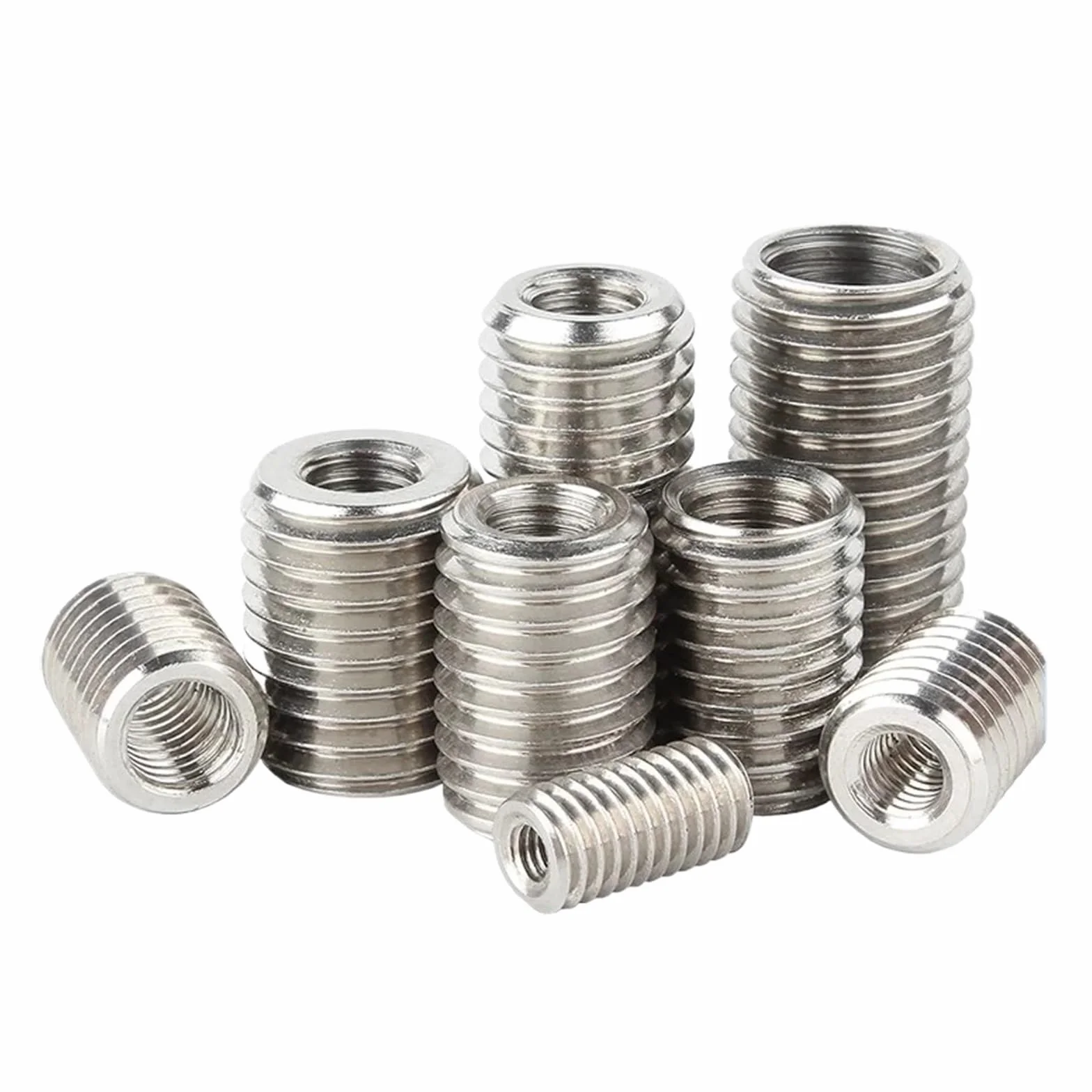 2-5 szt. M2 M3 M4 M5 M6 M8 M10 M12 wewnątrz gwint zewnętrzny adapter nakrętki śrubowe wkładka tuleja konwerter nakrętka łącznik 304 stal nierdzewna(Length 25mm,M8-M16 (5pcs))