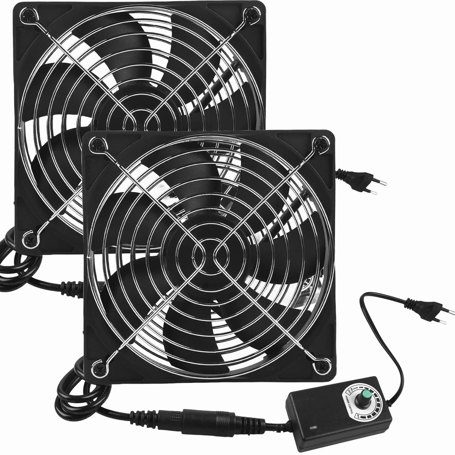 2 sztuki wentylatorów wyciągowych 120 mm, cichy DC12 V, mini wentylator osiowy z regulowaną prędkością, wydajny wentylator ścienny do kuchni, łazienki, garażu, piwnicy, łatwy montaż