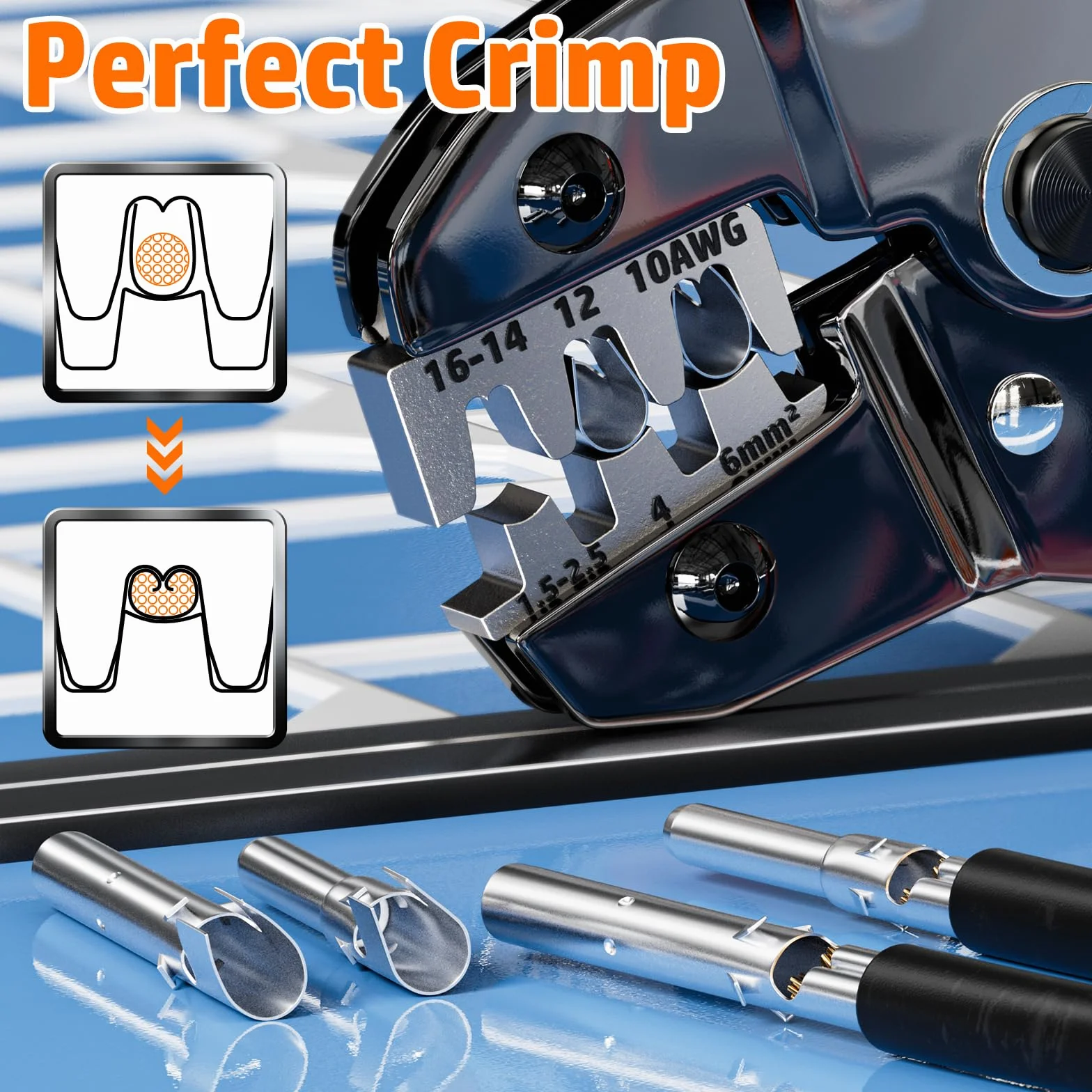 PEBA Szczypce do zaciskania solarnego - wydajne narzędzie do zaciskania do paneli słonecznych 1,5-2,5/4/6 mm², kabel PV, idealny do każdej wtyczki PV i projektu solarnego. Działa bez zarzutu ze