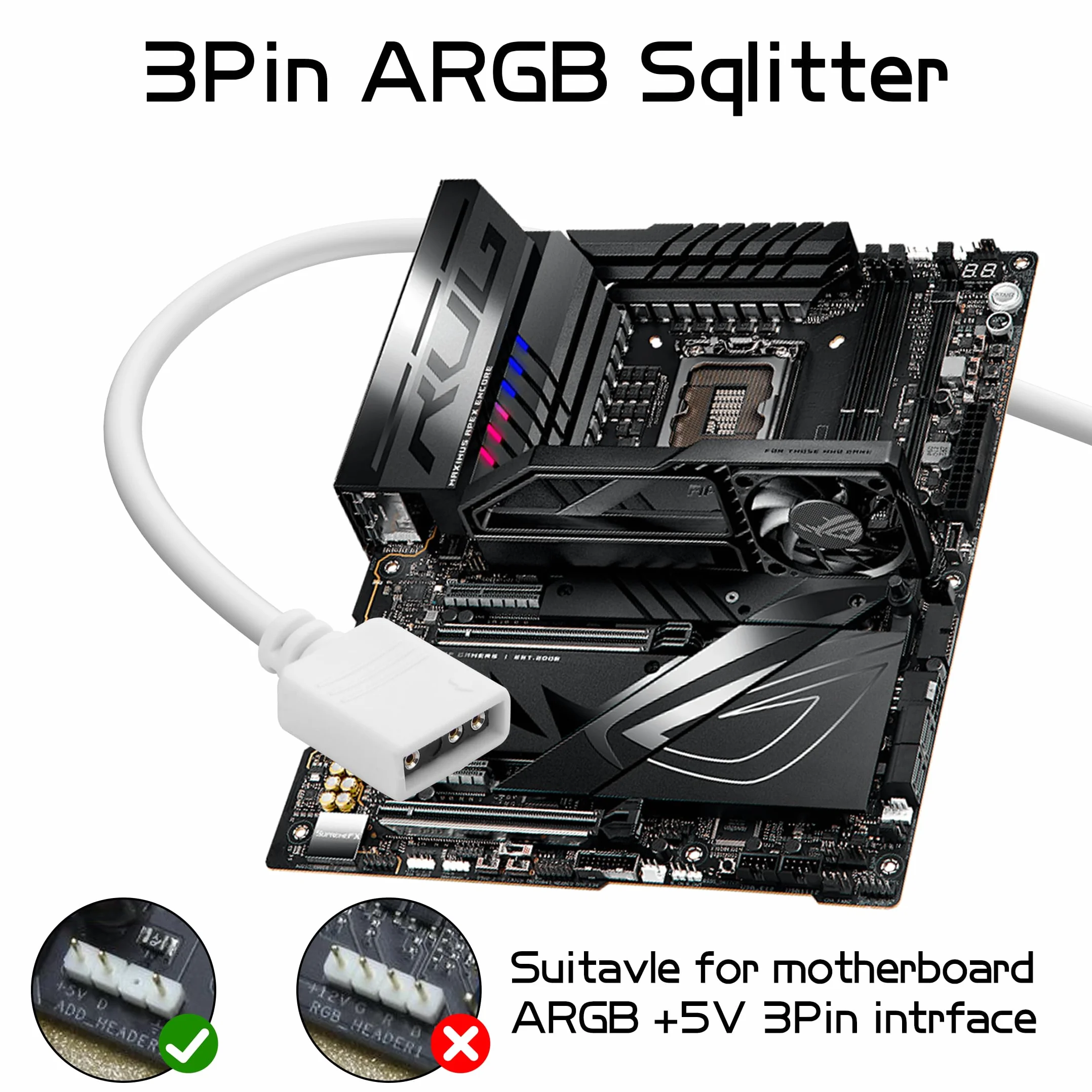 YAODHAOD 12 V 4-biegunowy RGB 5 V 3-biegunowy ARGB kabel rozdzielający przedłużacz 50 cm