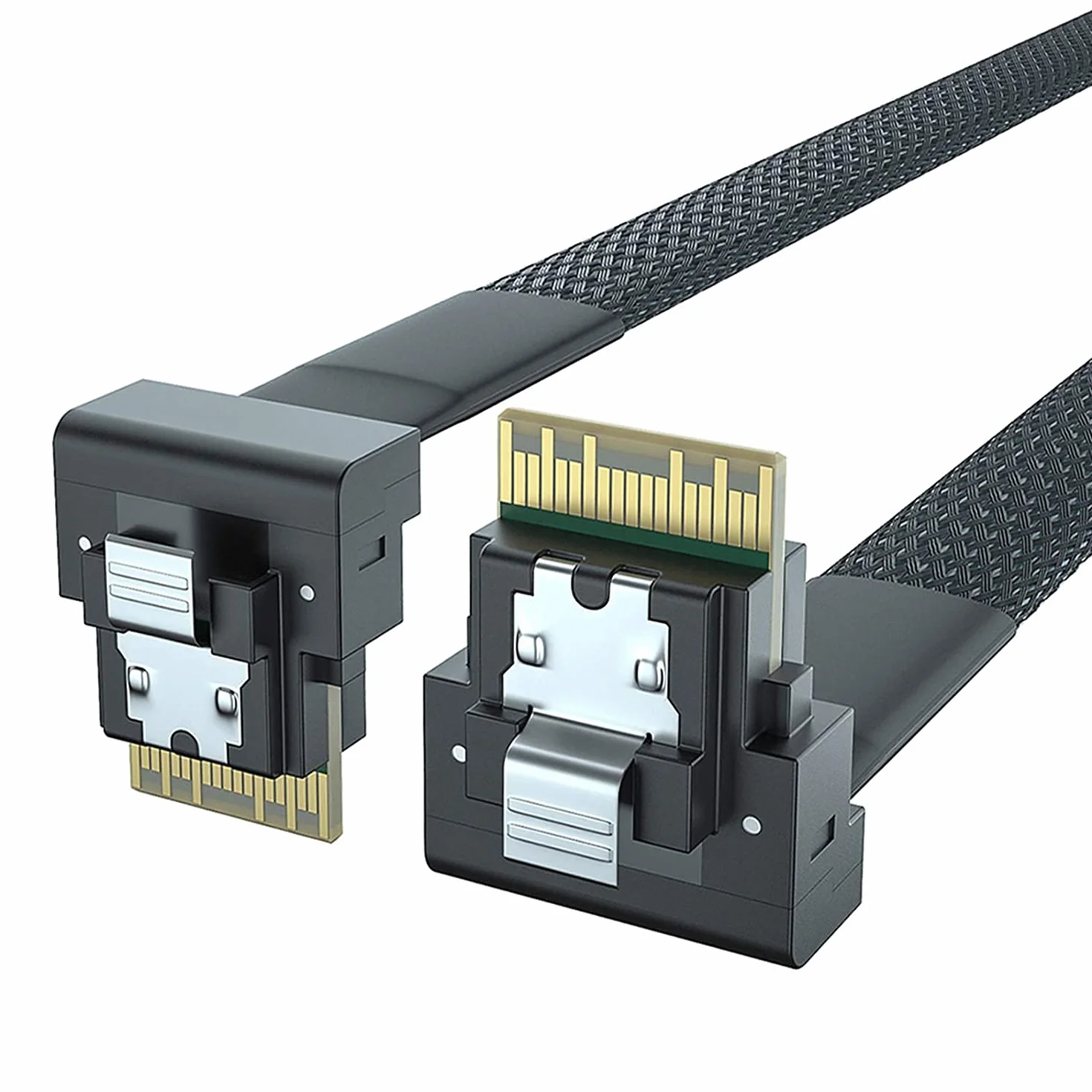24G Internal SlimSAS SFF-8654 do SFF-8654 4i cable, Right Angle, SAS 4.0, 0,5-m, 100ohm