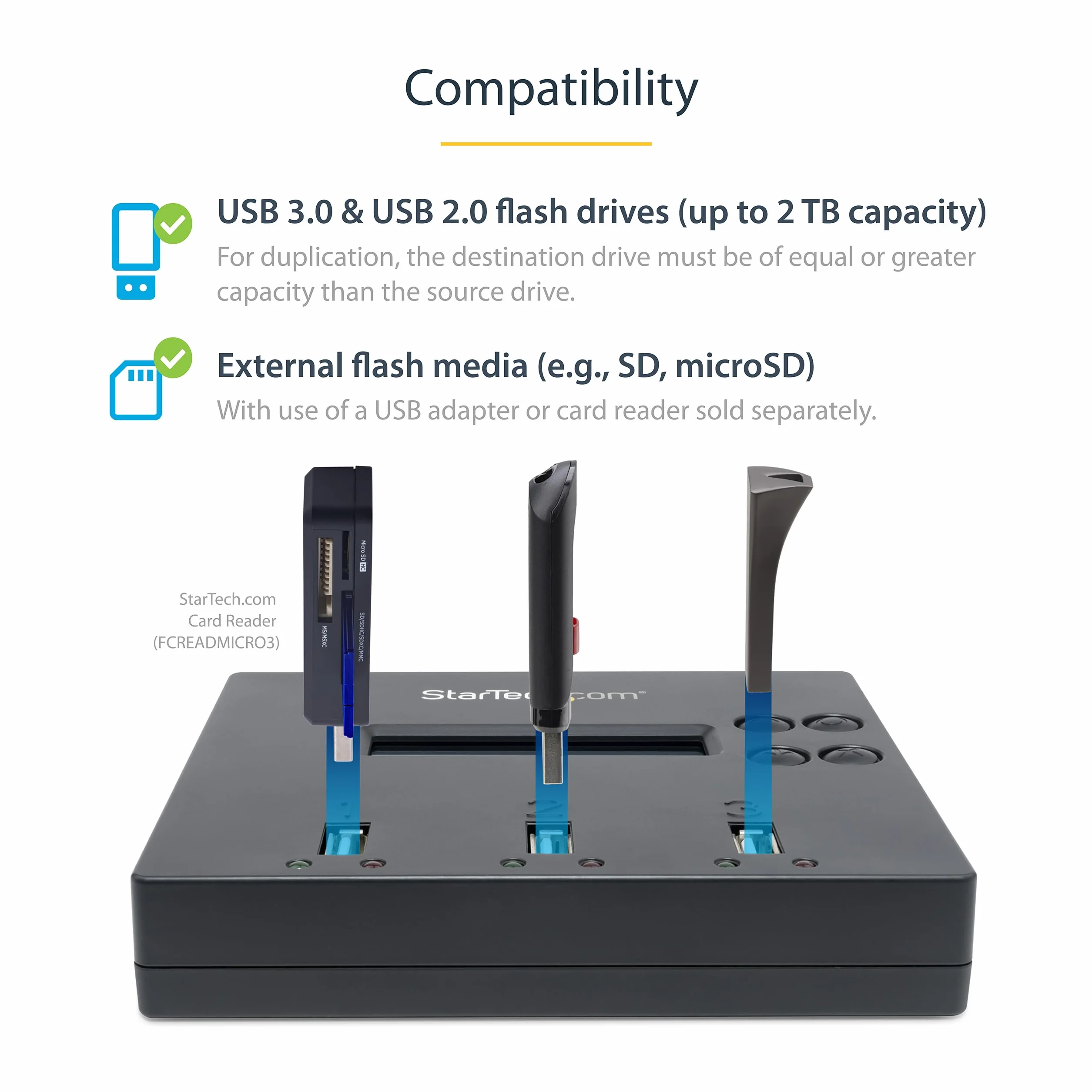 StarTech.com Duplikator USB 1 do 2, kopiarka dysków USB, 1,5 GB/min, 3-przejściowe wymazanie
