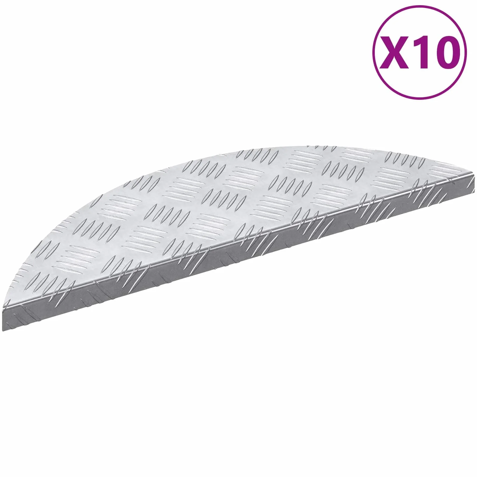 Stopnie schodów aluminiowych, 10 sztuk, srebrne, 60 x 18 x 2,5 cm | Antypoślizgowa konstrukcja płyty w kratkę, do wewnątrz i na zewnątrz, łatwa do czyszczenia