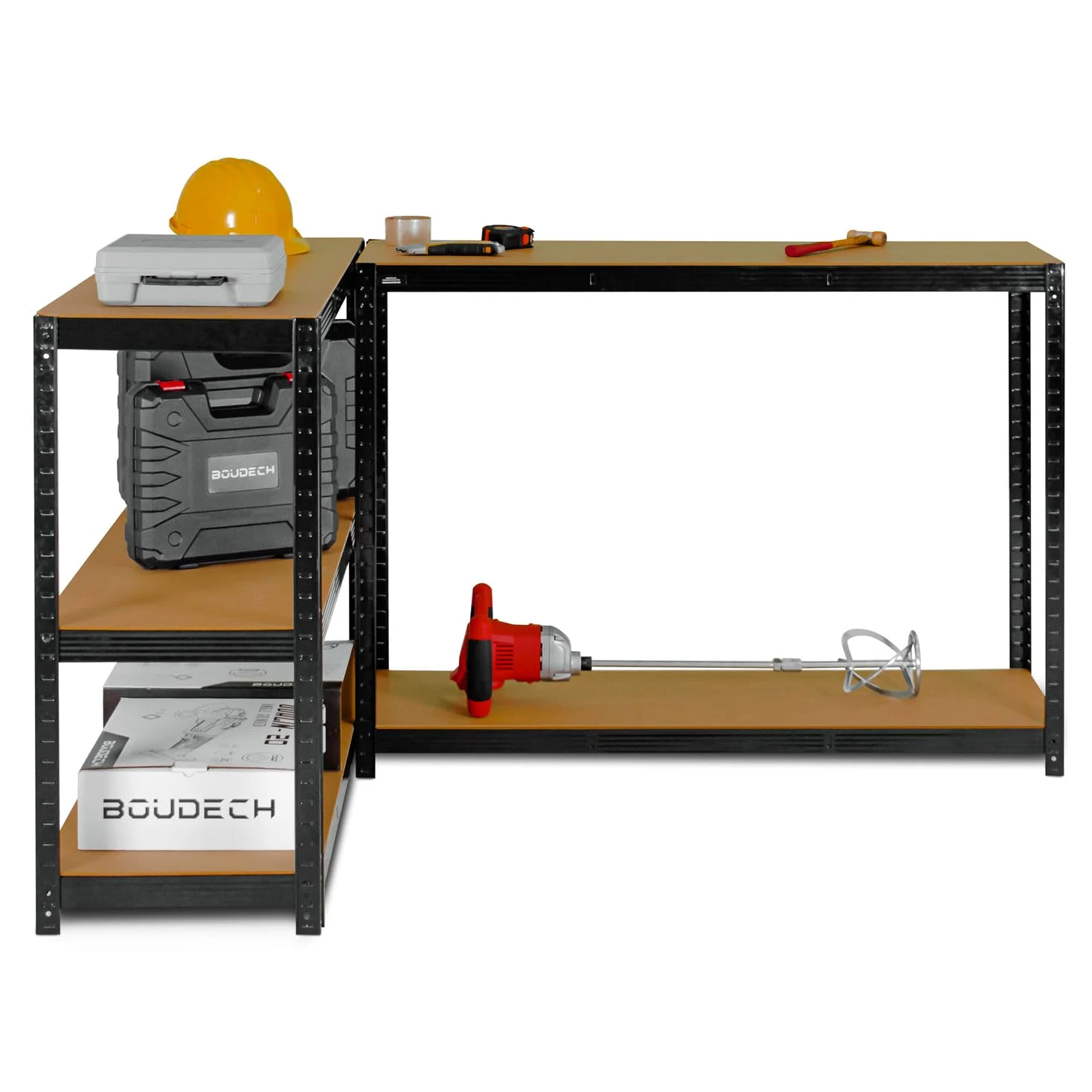 BOUDECH Brace 120 regał do dużych obciążeń, regał z metalu i płyty MDF, z 5 regulowanymi półkami, 180 x 120 x 40 cm