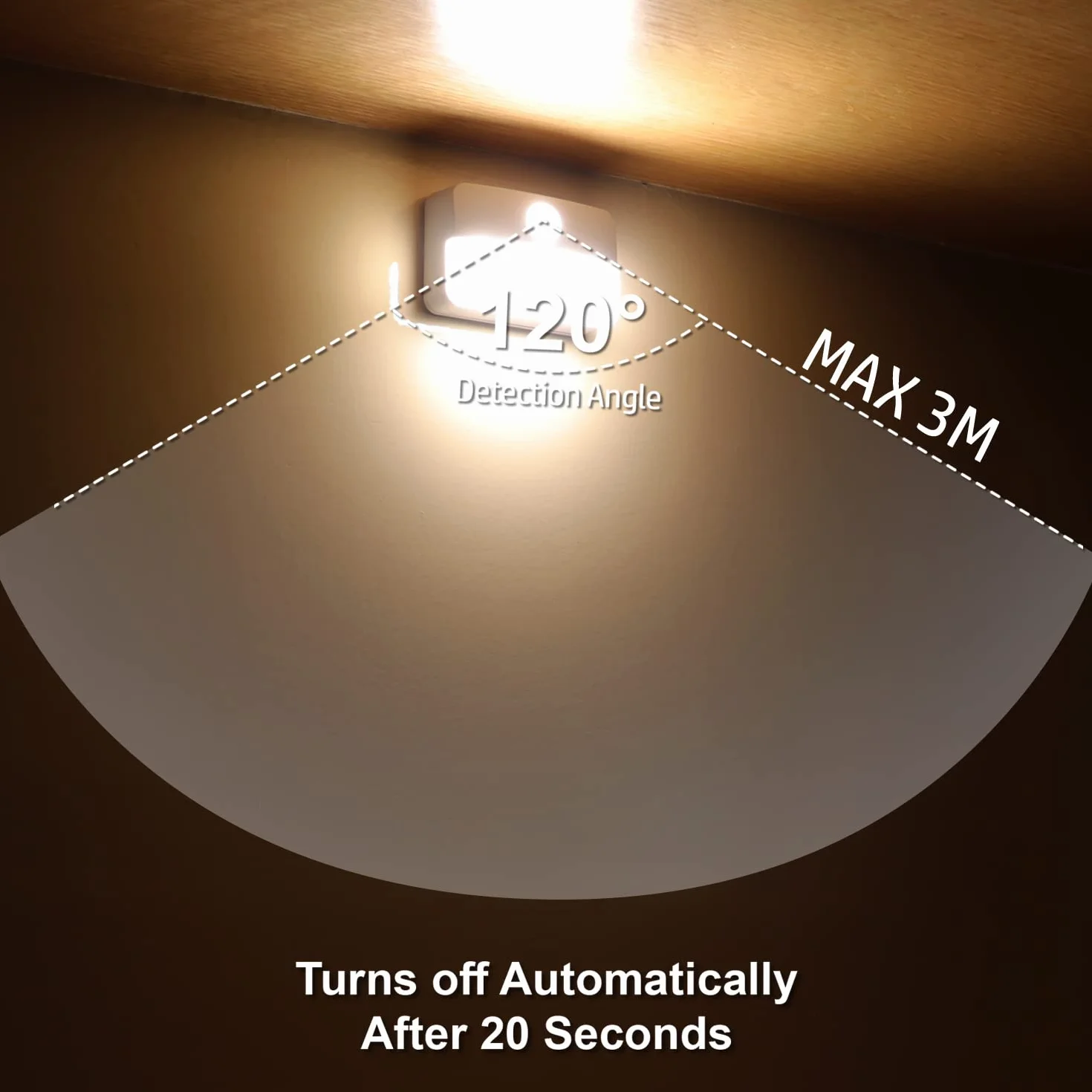 da LIGHT lampka nocna z czujnikiem ruchu, zasilana bateriami, 6 sztuk oświetlenia schodów LED, światło do szafy, automatyczne włączanie/wyłączanie, światło z czujnikiem 3000 K, ciepła biel, do