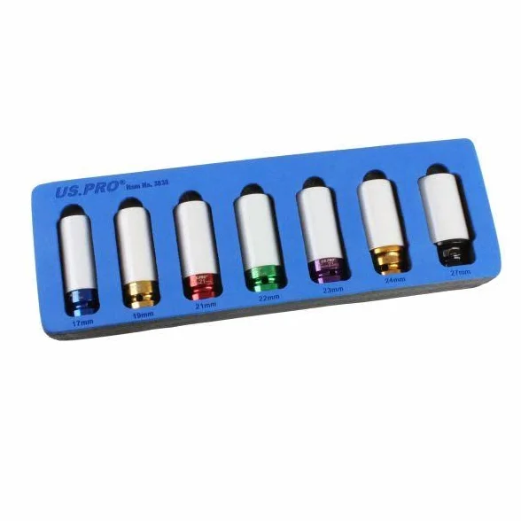US PRO Narzędzia 7 szt. 1/2" DR głębokie gniazda udarowe ze stopu 17-27 mm 3838