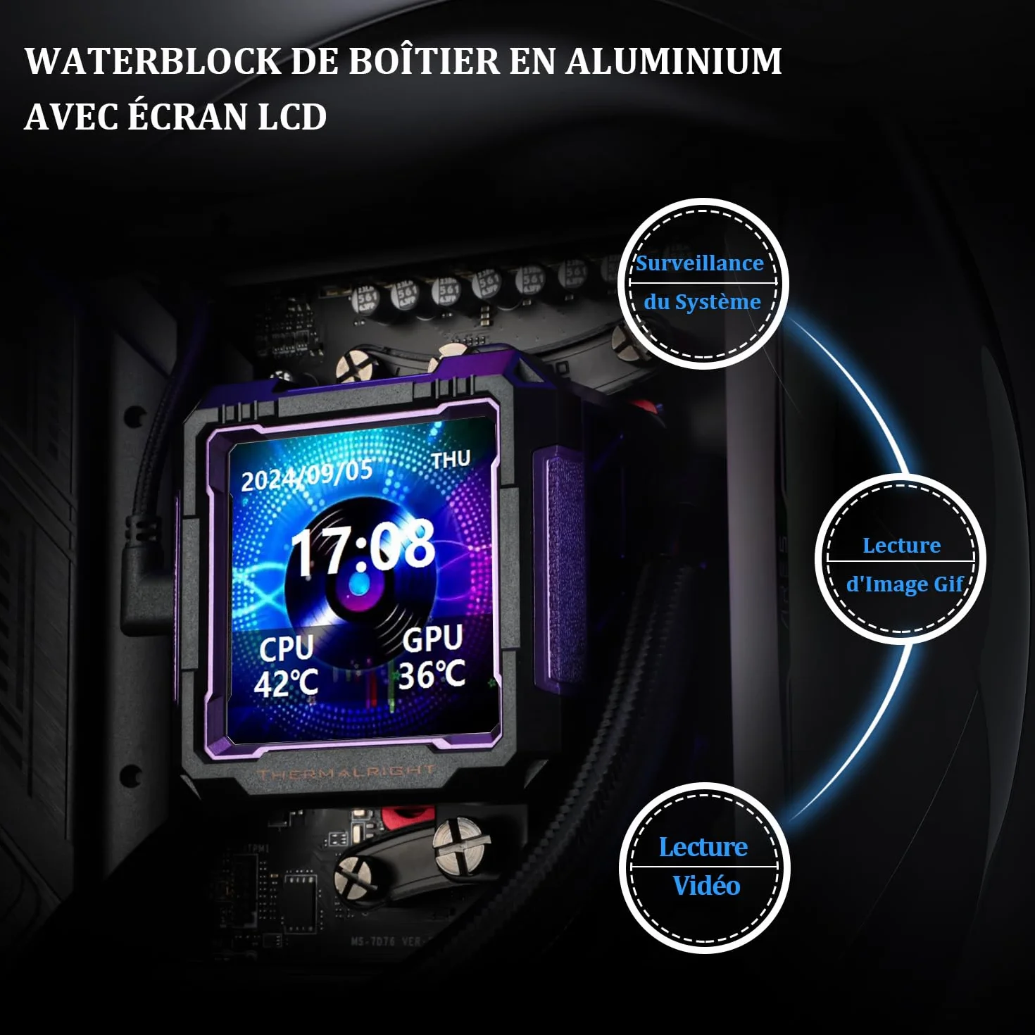 TR FW PRO 360 ARGB czarny CPU AIO Cooler IPS LCD ekran 320x320 2,73" chłodzenie wodą do AM5 Intel 1700/1851