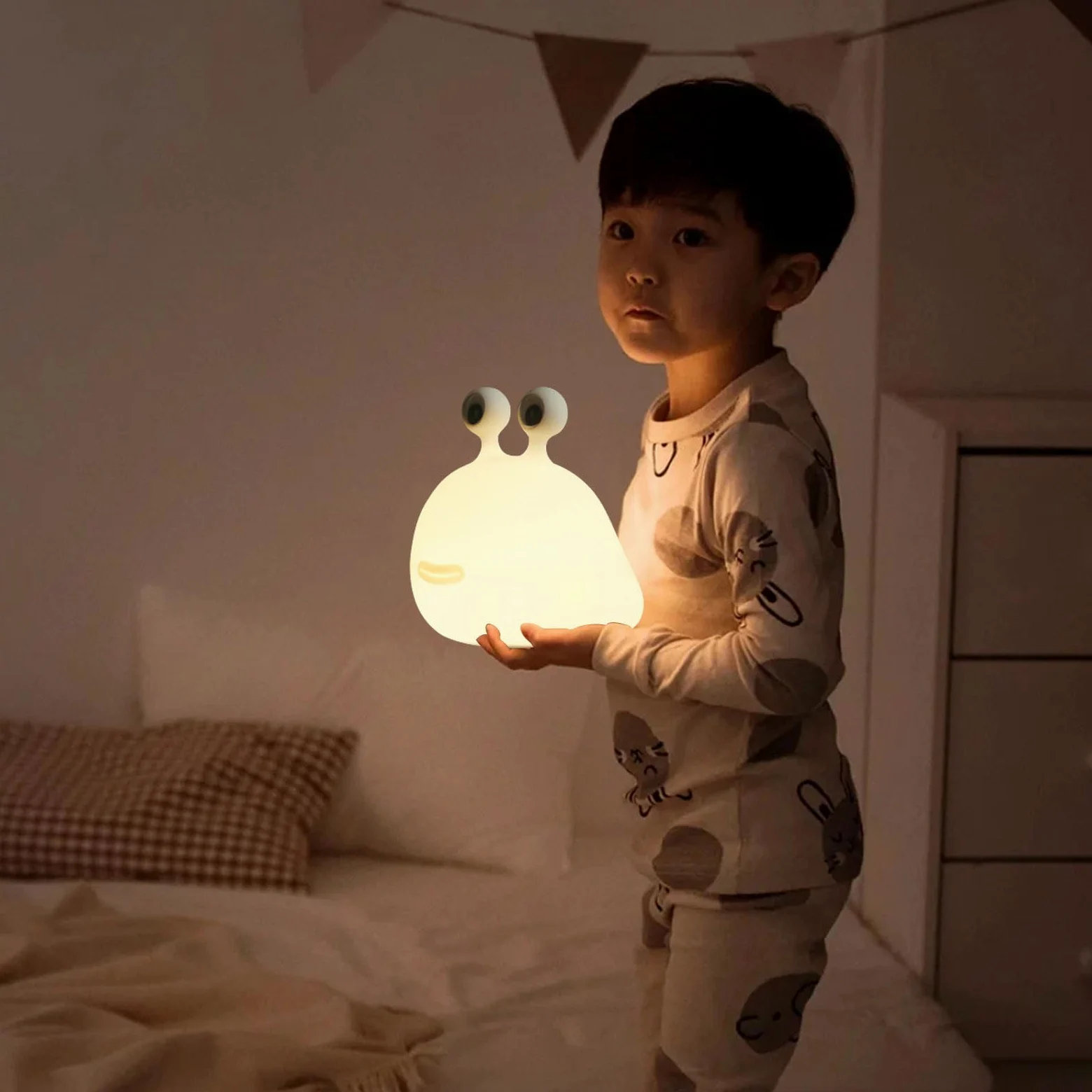 Slug Night Light Slug Lamp dla dzieci, bez BPA ABS i silikonowa lampa do łazienki, regulowana jasność i automatyczne wyłączanie, zabawny prezent na noc dla chłopców dziewczynek