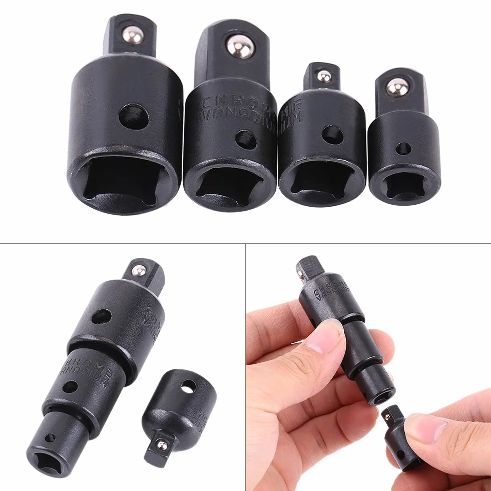 4 szt. gniazda śrubokręt konwerter reduktor zestaw czarny klucz nasadowy adaptery 1/2", 3/8", 1/4"