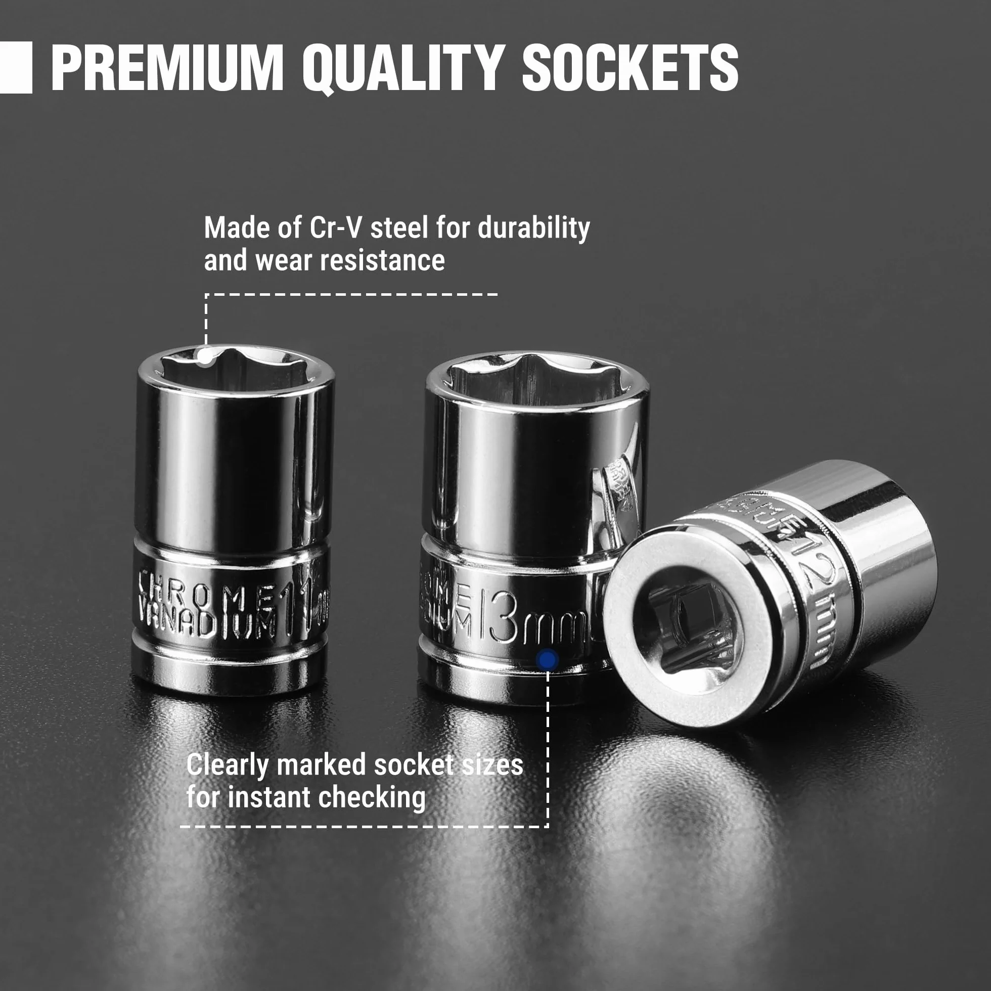 Workpro Zestaw kluczy grzechotkowych 1/4" z 72 zębami i nasadkami Cr-V, 14 sztuk
