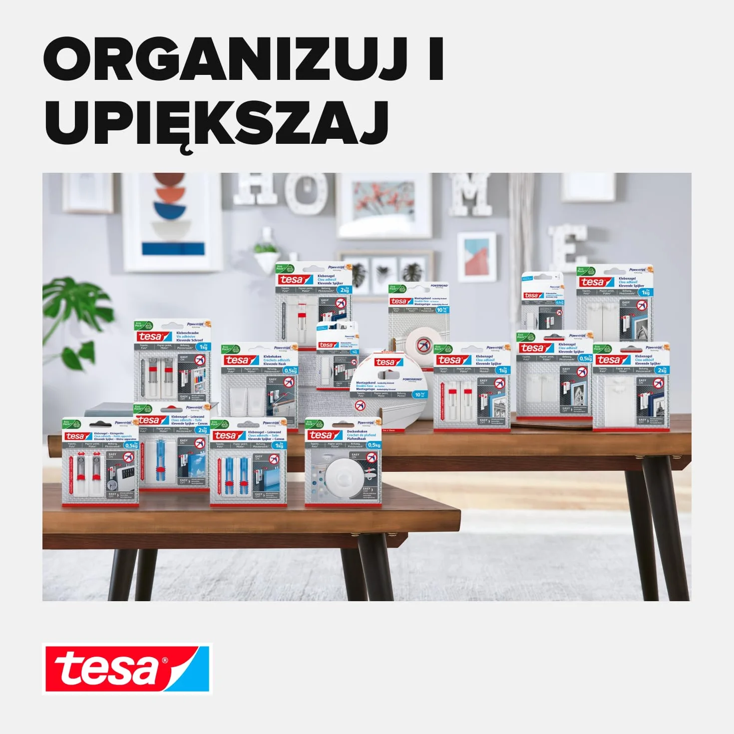 tesa Powerstrips klips do kabli/klips do kabli samoprzylepny/do mocowania kabli/w kolorze białym / 1 x 5 szt.