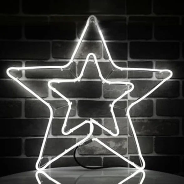 Duża gwiazda bożonarodzeniowa LED do zawieszenia z haczykiem, 360 diod LED do dekoracji bożonarodzeniowych na zewnątrz, do ogrodu, na balkon, podwójne białe światło (biała gwiazda)