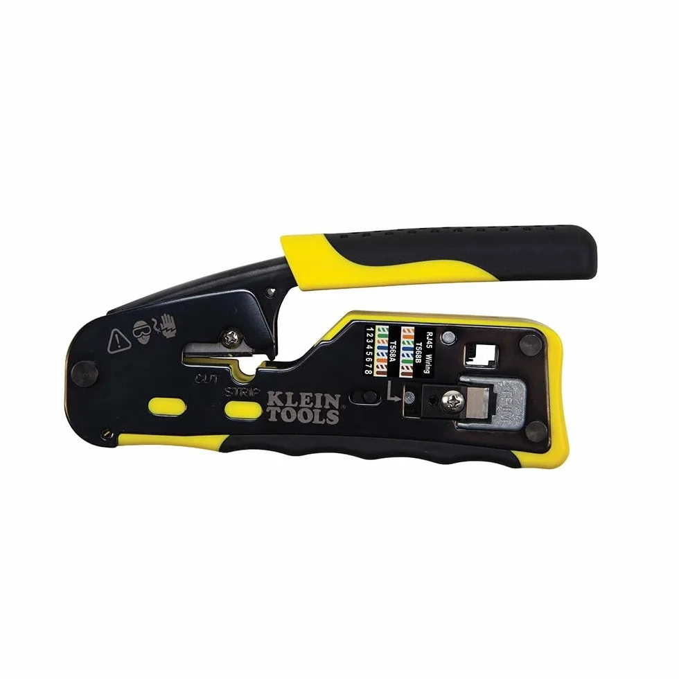 Klein Tools Pass-Thru modułowa zaciskarka do drutu, wszystkie w jednym, cięcia, paski, zaciski, szybkie i niezawodne VDV226-110, żółty/czarny, 1 sztuka